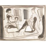 BOUEY, Pierre Andrè: Zwei Frauen.Aquarell, rechts unten monogrammiert. 34 x 44 cm, verglastes