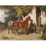 VENNE, Adolf van der (1828 Wien - 1911 Schweinfurt):"Rast vor dem Gasthaus".Öl auf Holz, rechts