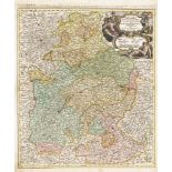 Landkarte von Bayern - Johann Baptist Homann.Kolorierter Kupferstich, Platte 58 x 49 cm, Blatt 61
