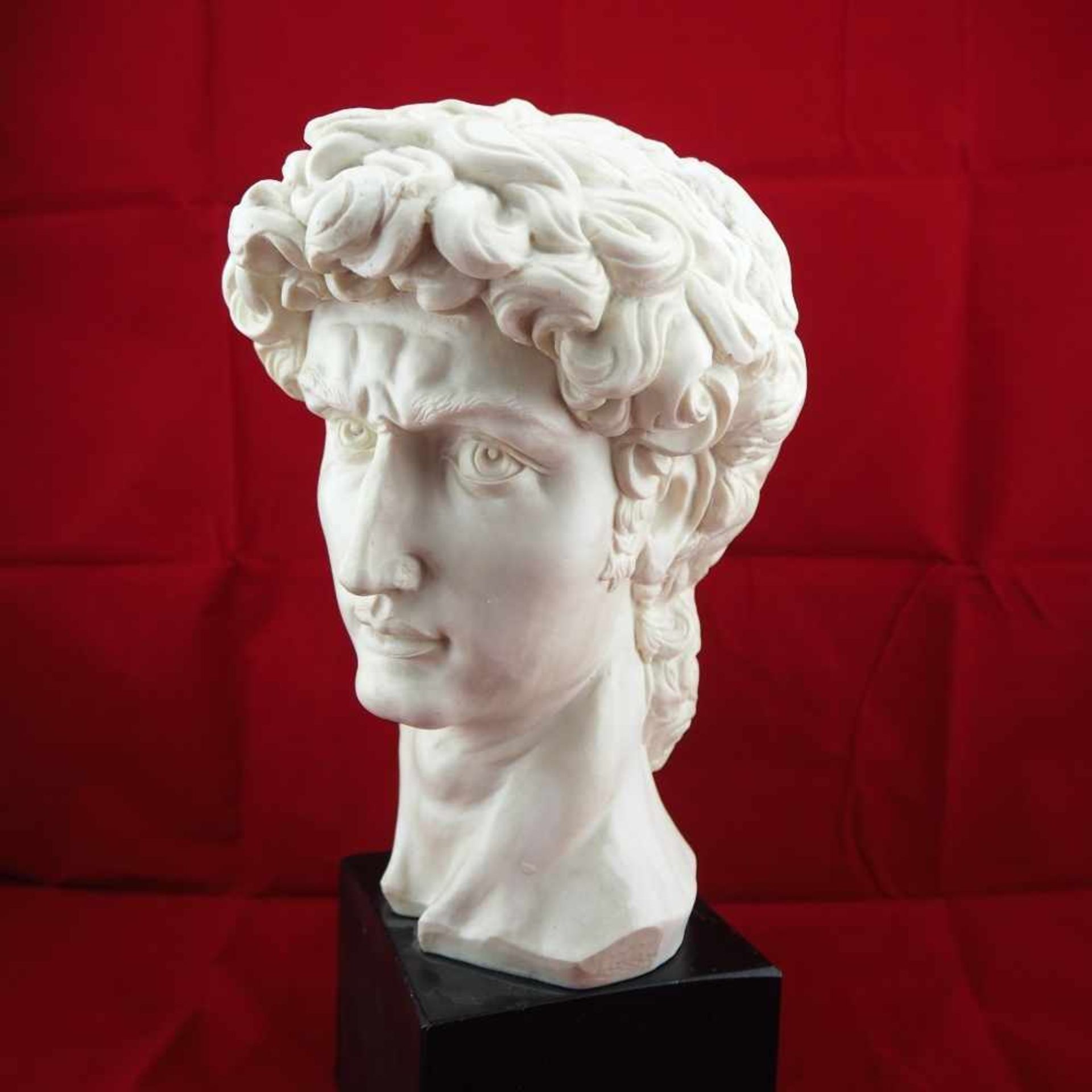 Antike Büste, Kopf des David von Michelangelo Kopf wohl aus Alabaster, sehr realistisch und fein - Bild 2 aus 4