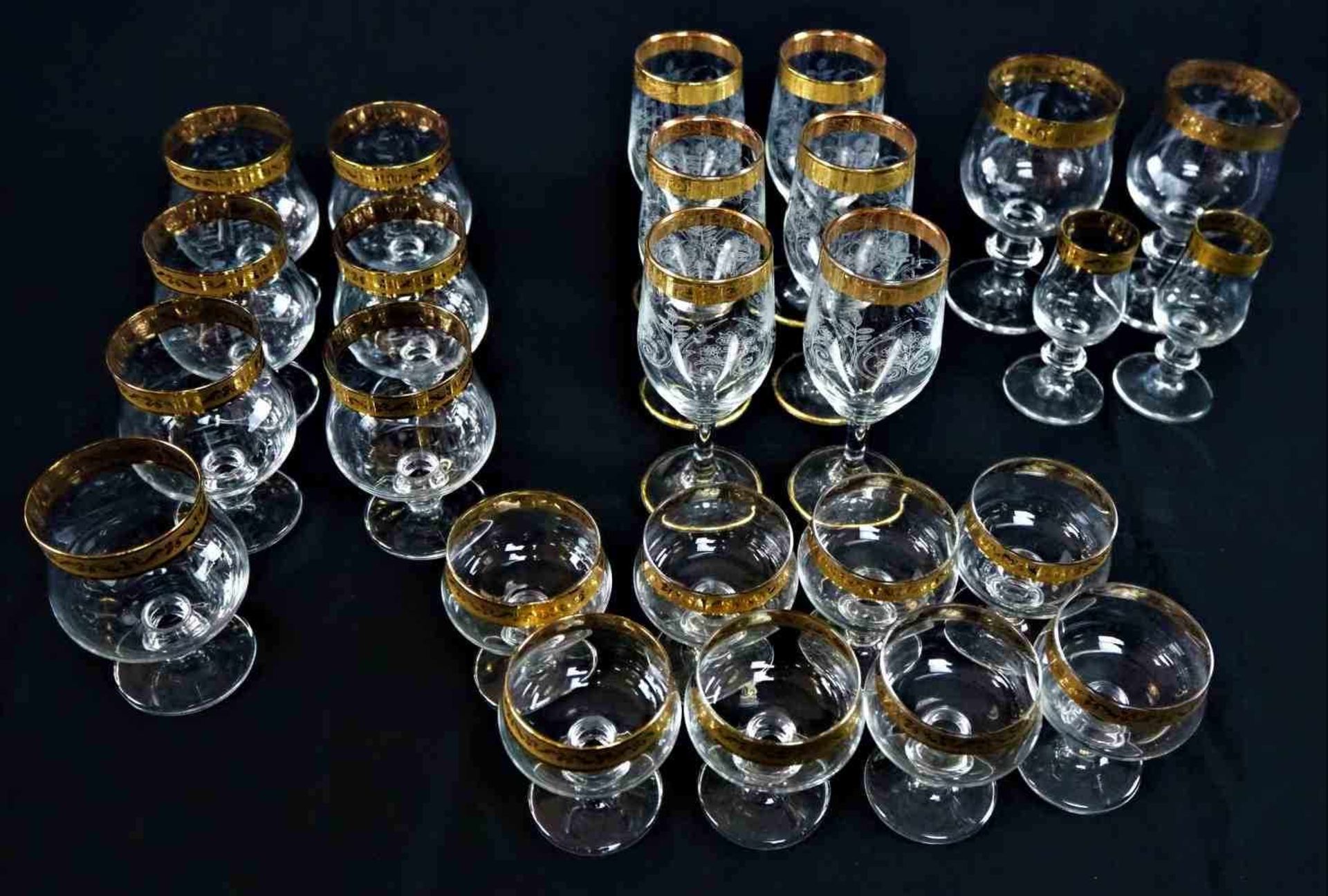 Konvolut Gebrauchsgläser mit Goldrand 25 tlg.24K VergoldetConvolute glassware with gold rim 25 pcs.