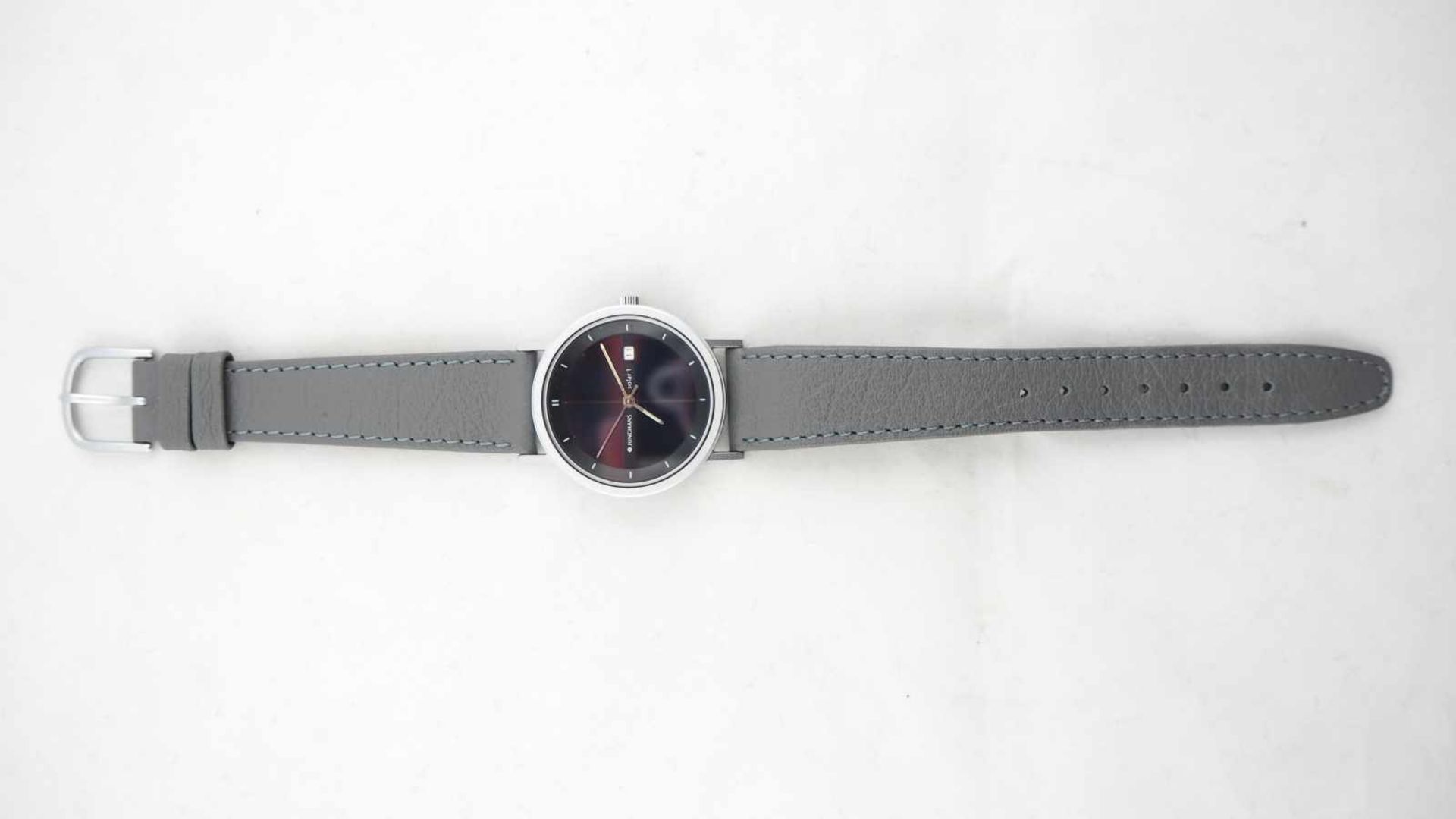 Junghans Solar 1stilvolle, minimalistische Armbanduhr im Bauhaus Stil, wohl 80er Jahre, Quarz - Bild 2 aus 3