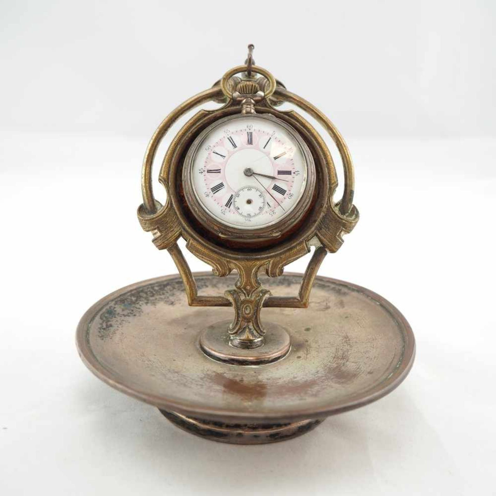 Taschenuhr Ständer, um 1900Ausgefallener Taschenuhr Ständer, um 1900. Aus Messing (schwere