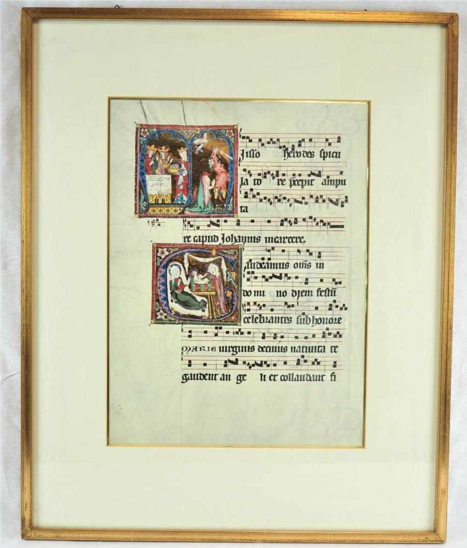 Auszug aus einem Antiphonar-Faksimile, 2 Seiten in KirchenlateinUnter Passepartout montiert und - Bild 2 aus 8