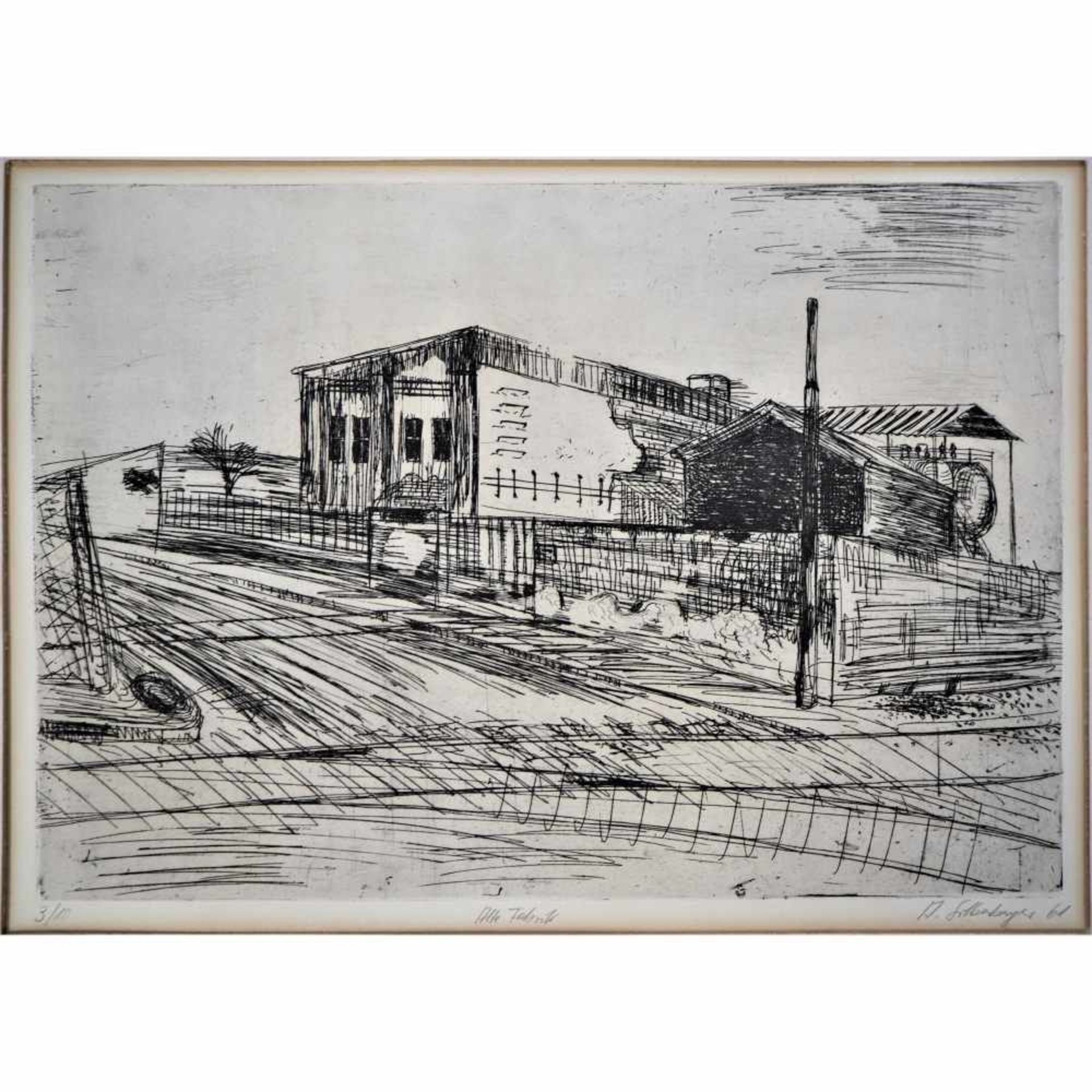 Radierung Adolf Silberberger 1961Radierung auf Papier, unten signiert und bez. "Alte Fabrik",