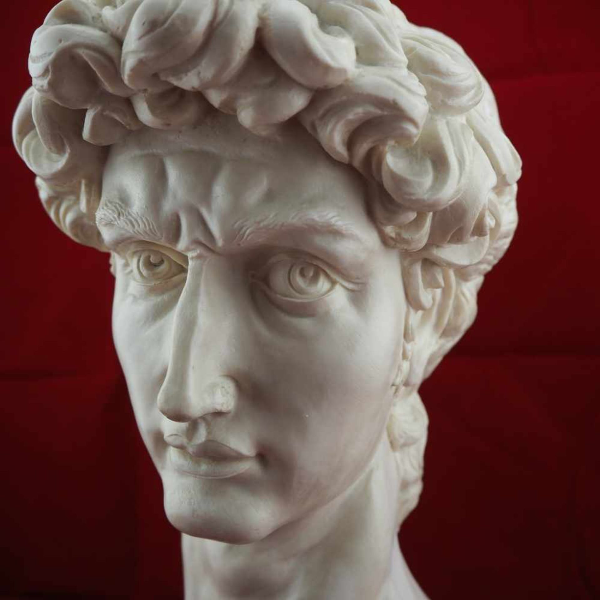 Antike Büste, Kopf des David von Michelangelo Kopf wohl aus Alabaster, sehr realistisch und fein - Bild 4 aus 4