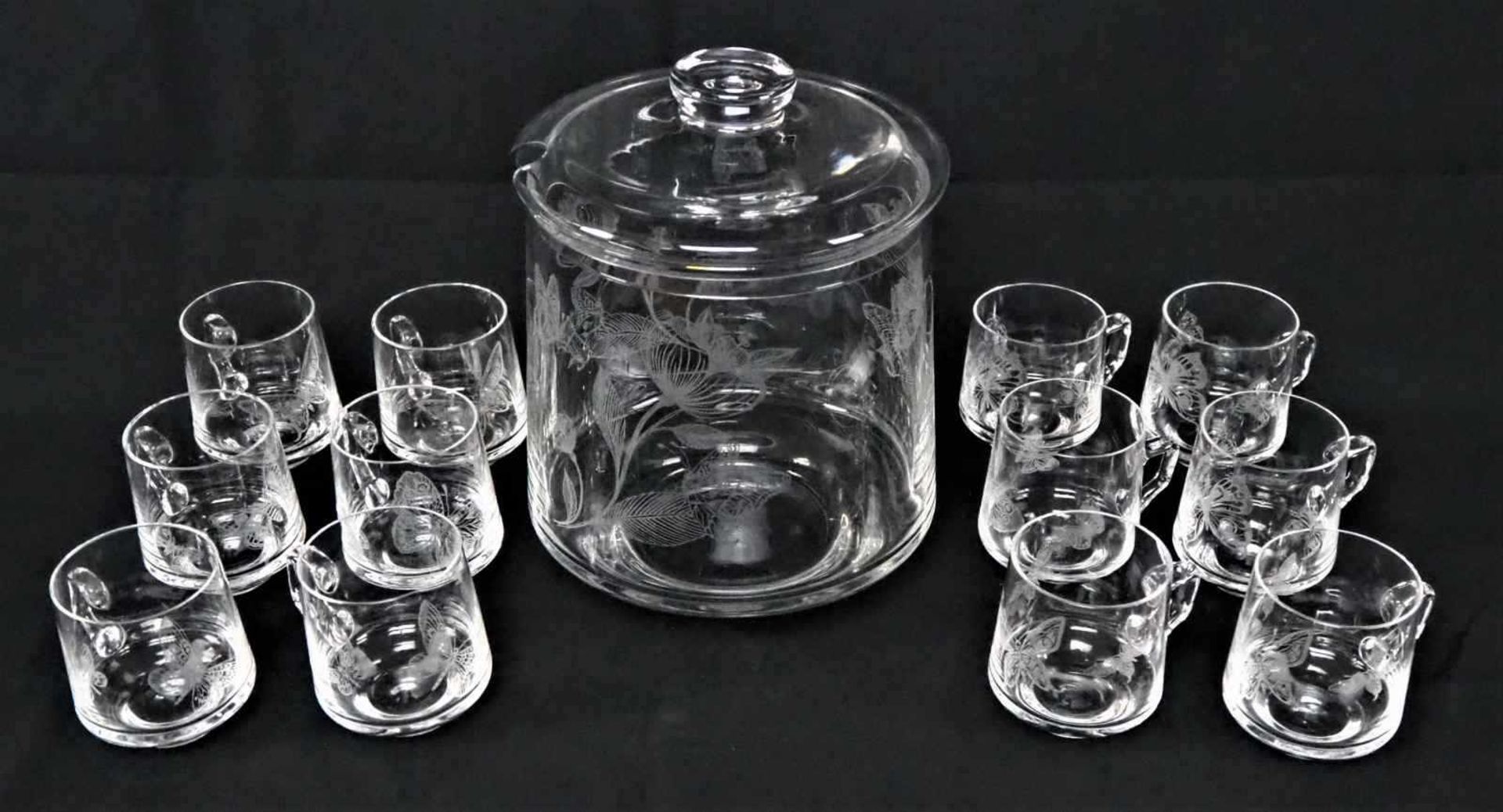 Bowleset 13 teiligGebrauchsglas, dekoriert12 Gläser, 1 SchüsselGuter ZustandBowleset 13