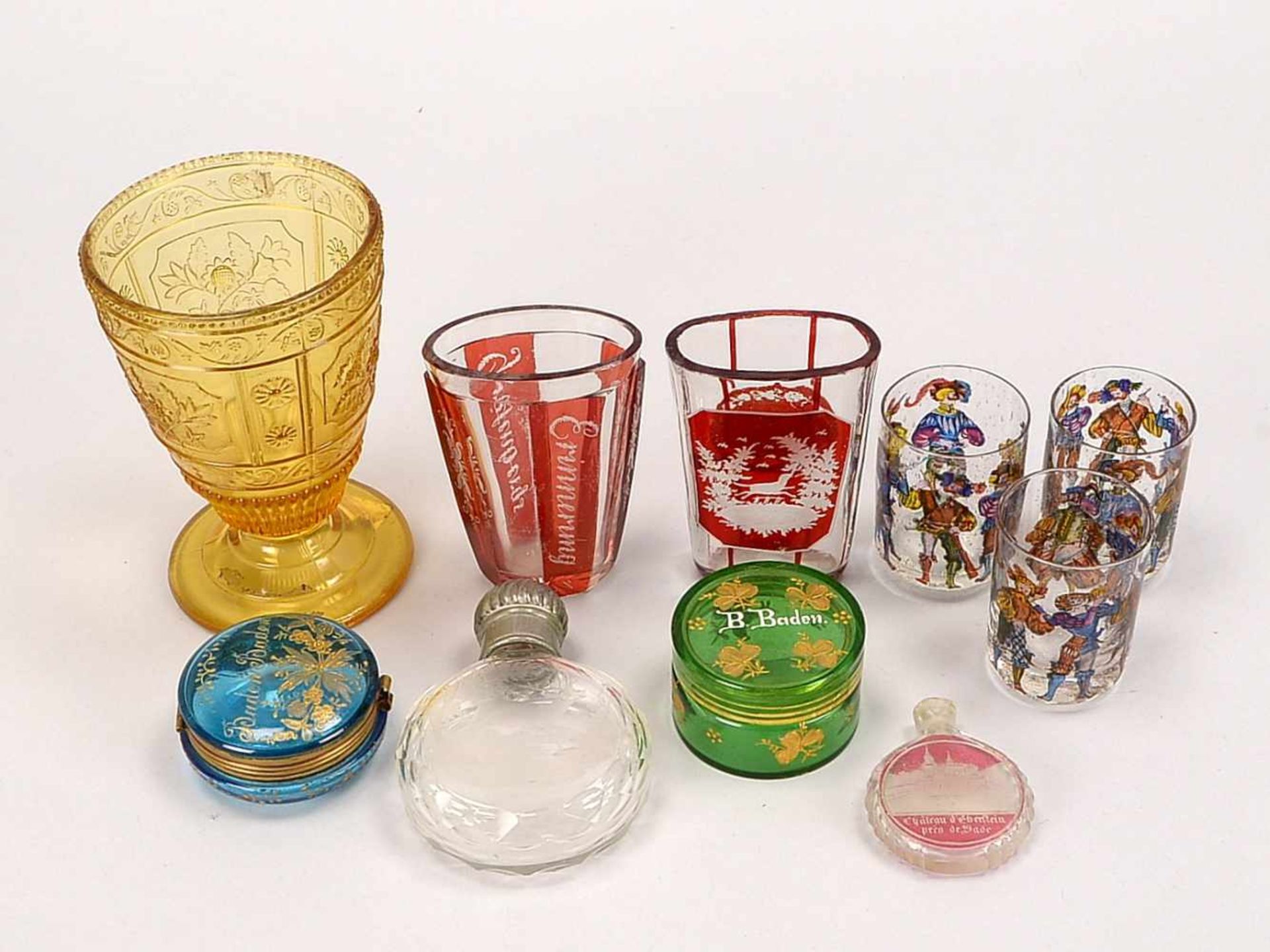 Sammlerglas-Lot (aus Glas-Sammlung), 10 Teile, verschiedene Formen und Funktionen