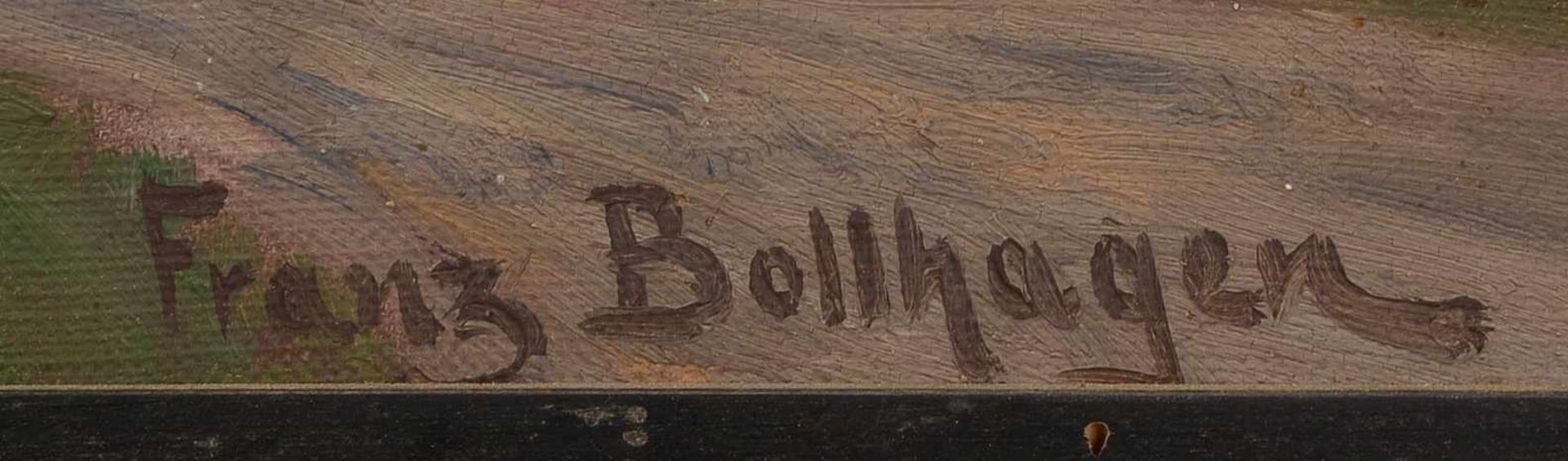 Bollhagen, Franz Wilhelm (1881 - 1971), 'Ort am Gebirgssee', Öl/Lw, unten rechts signiert; - Bild 2 aus 2