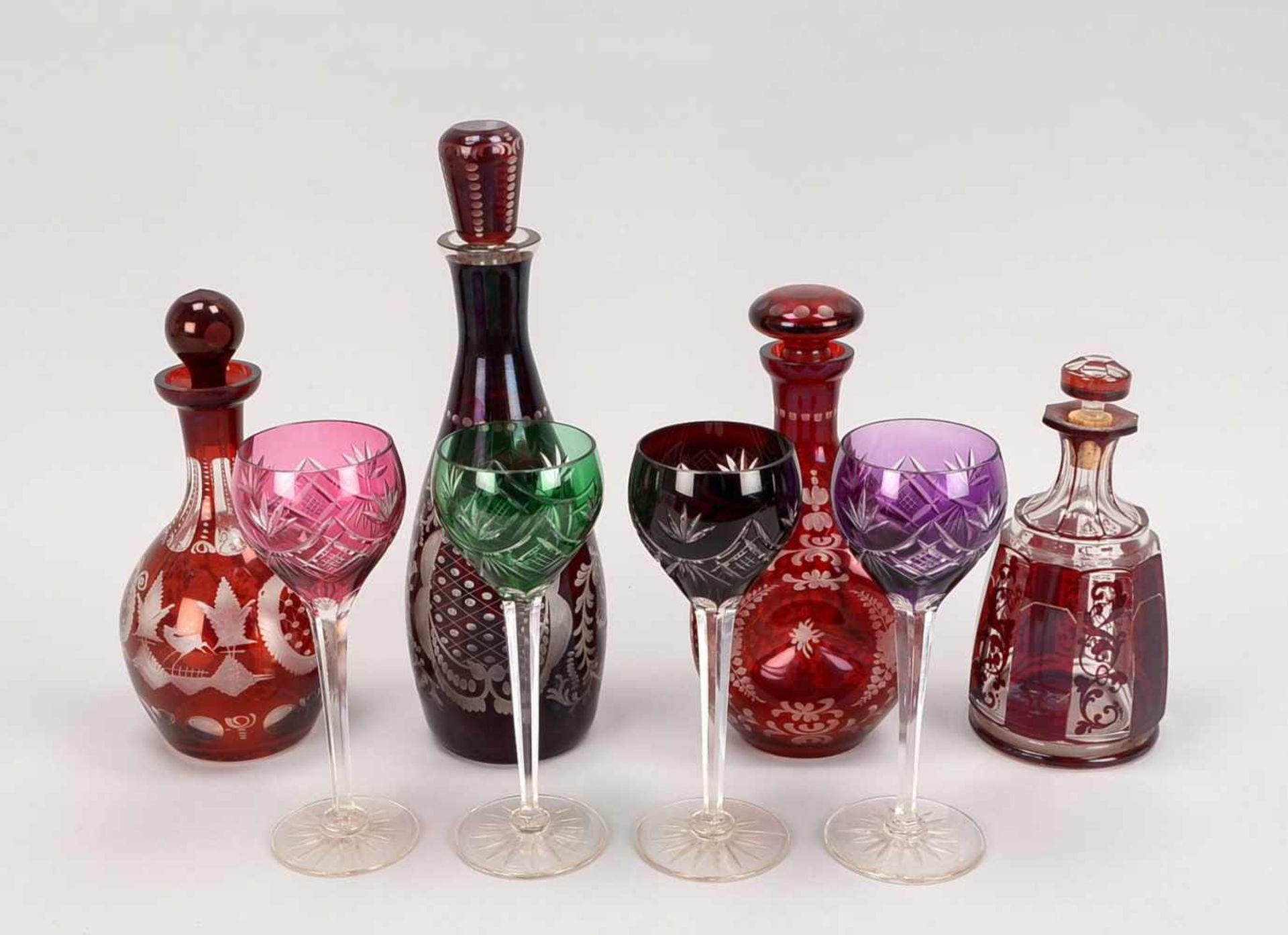 Burgunderglas-Lot (aus Glas-Sammlung), 8 Teile: 4x Karaffen und 4x Weinrömer - Bild 2 aus 2