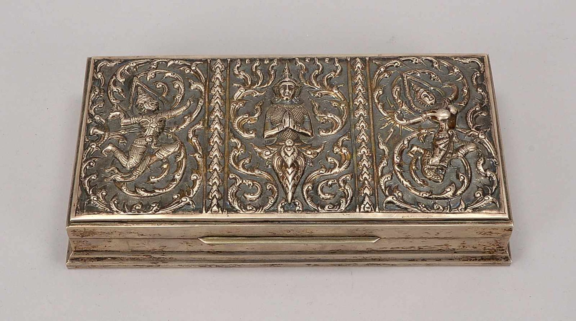 Silberkästrchen, Asien, 925 Sterling-Silber (punziert), mit Holz-Innenausstattung; Maße 21 x 11 x - Bild 2 aus 2