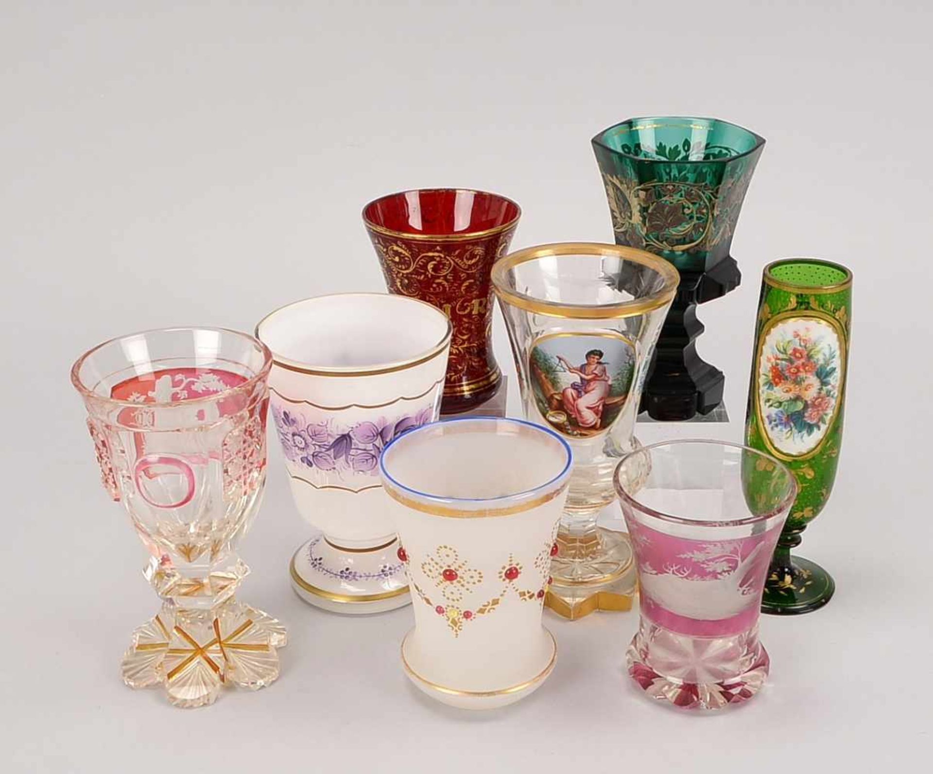 Kleines Lot antikes Glas (aus Glas-Sammlung), 8 Teile: Böhmen, Biedermeier, u.a. - Bild 2 aus 2