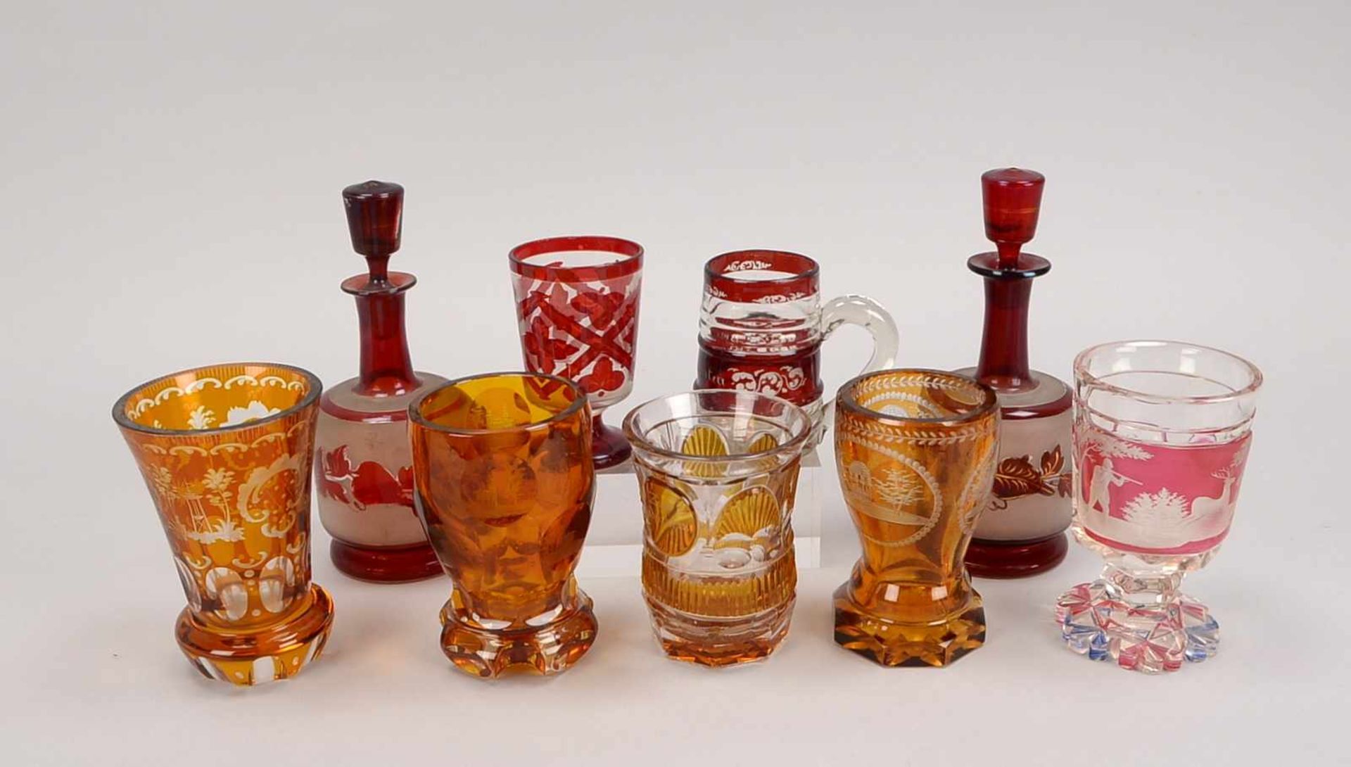 Burgunderglas-Lot (aus Glas-Sammlung), 9 Teile: Paar Karaffen und 7x Gläser - Bild 2 aus 2