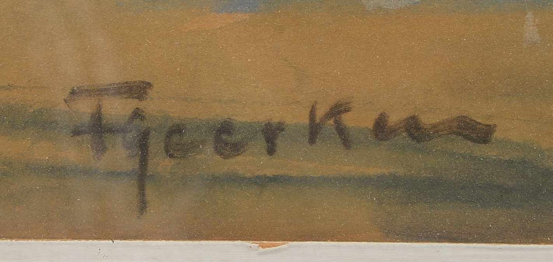 Geerken, F., 'Hafenszene mit Fischkuttern', Aquarell, unten links signiert, hinter Glas gerahmt, - Bild 2 aus 2