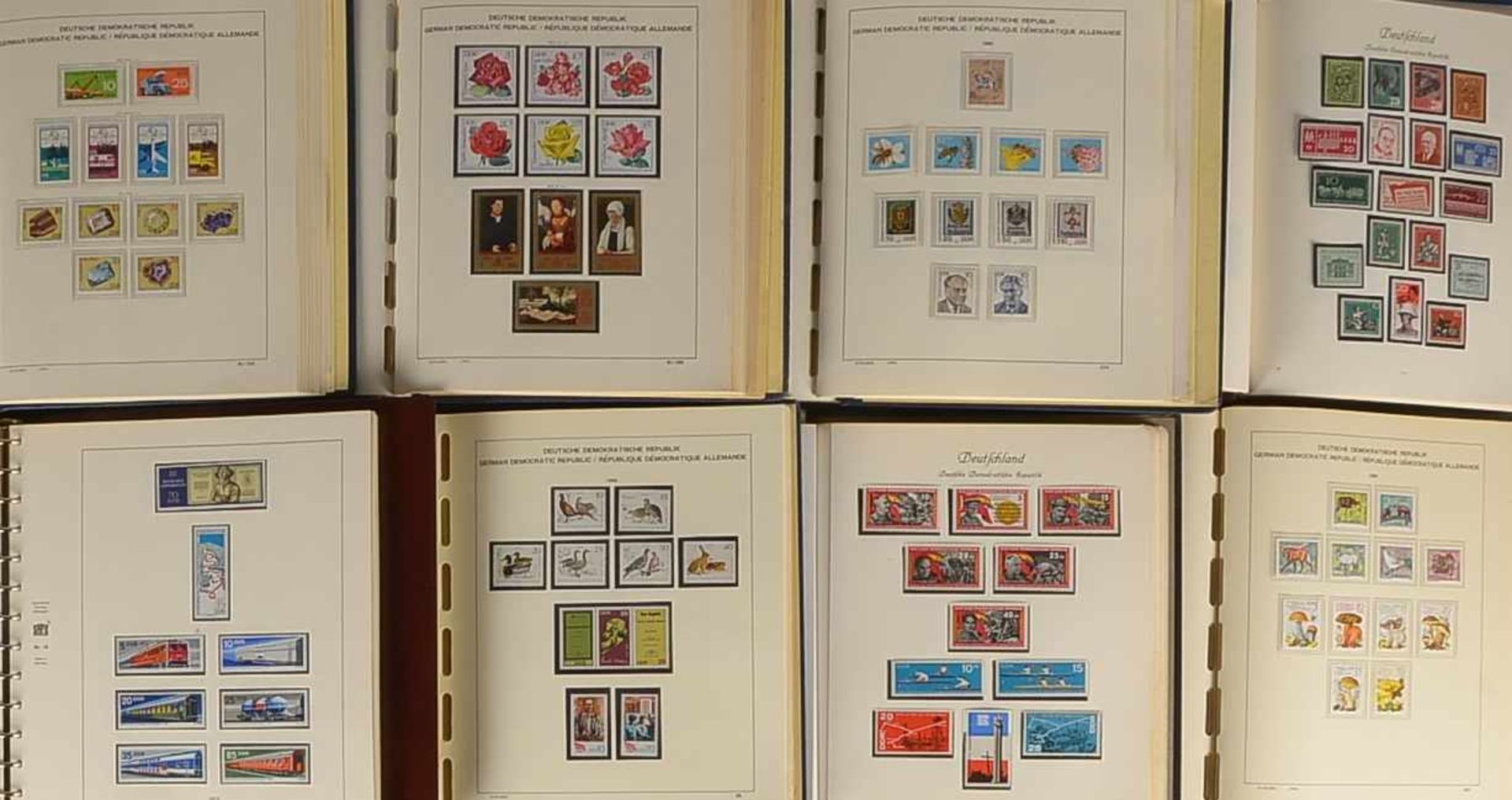 Briefmarken: 'DDR', 'Wühlkiste' mit 8x Vordruck-Alben