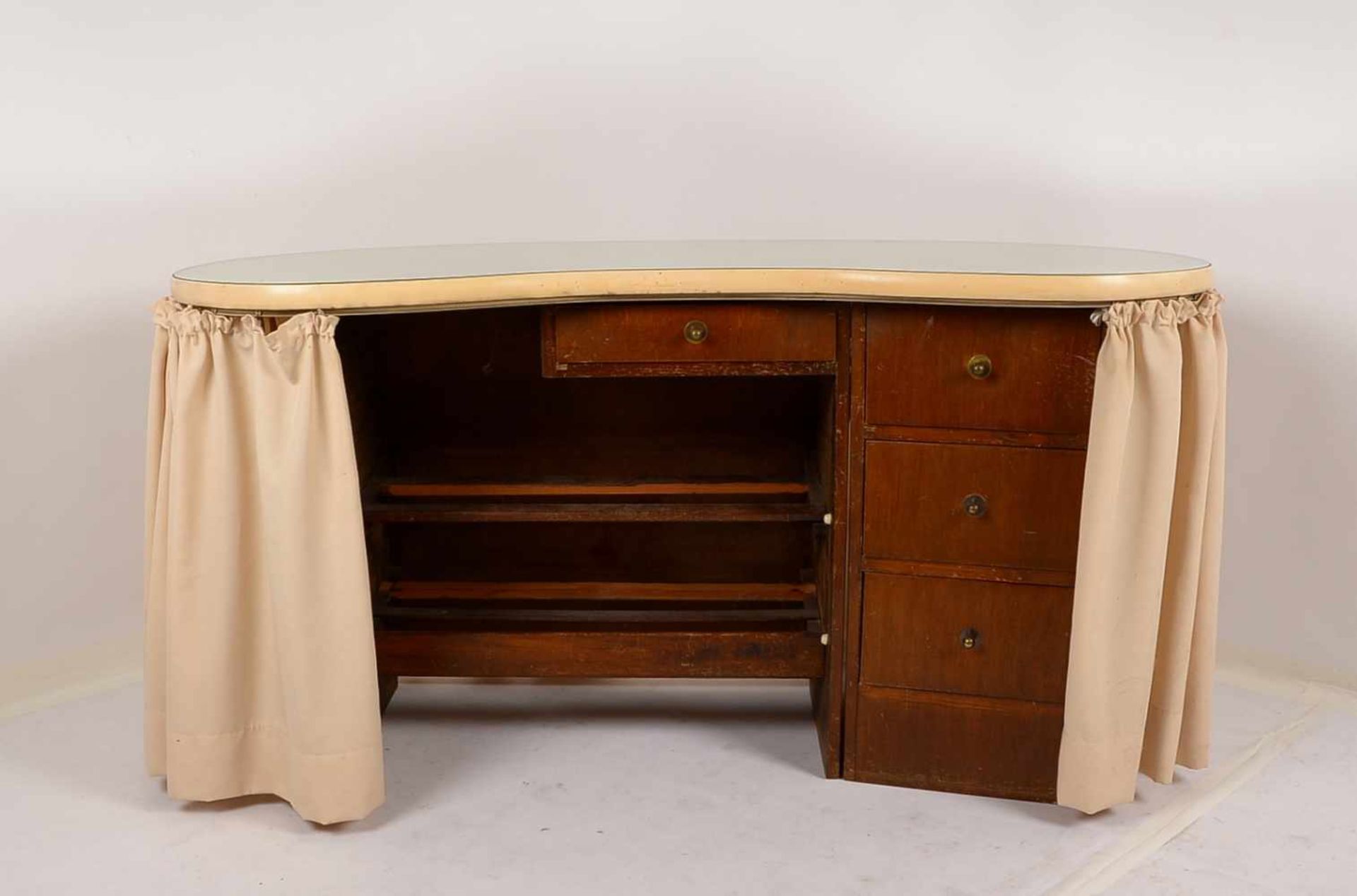 Damen-Schreibtisch/Arbeitstisch, Holz, mit ovalem geschwungenem Spiegel als Arbeitsfläche, - Bild 2 aus 2
