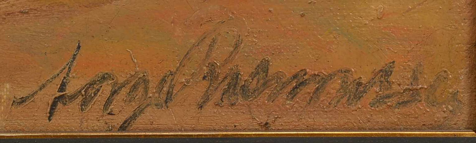 Gemälde, 'Ententeich', unten rechts unleserlich signiert; Bildmaße 45,5 x 65 cm, Rahmenmaße 57 x - Bild 2 aus 2