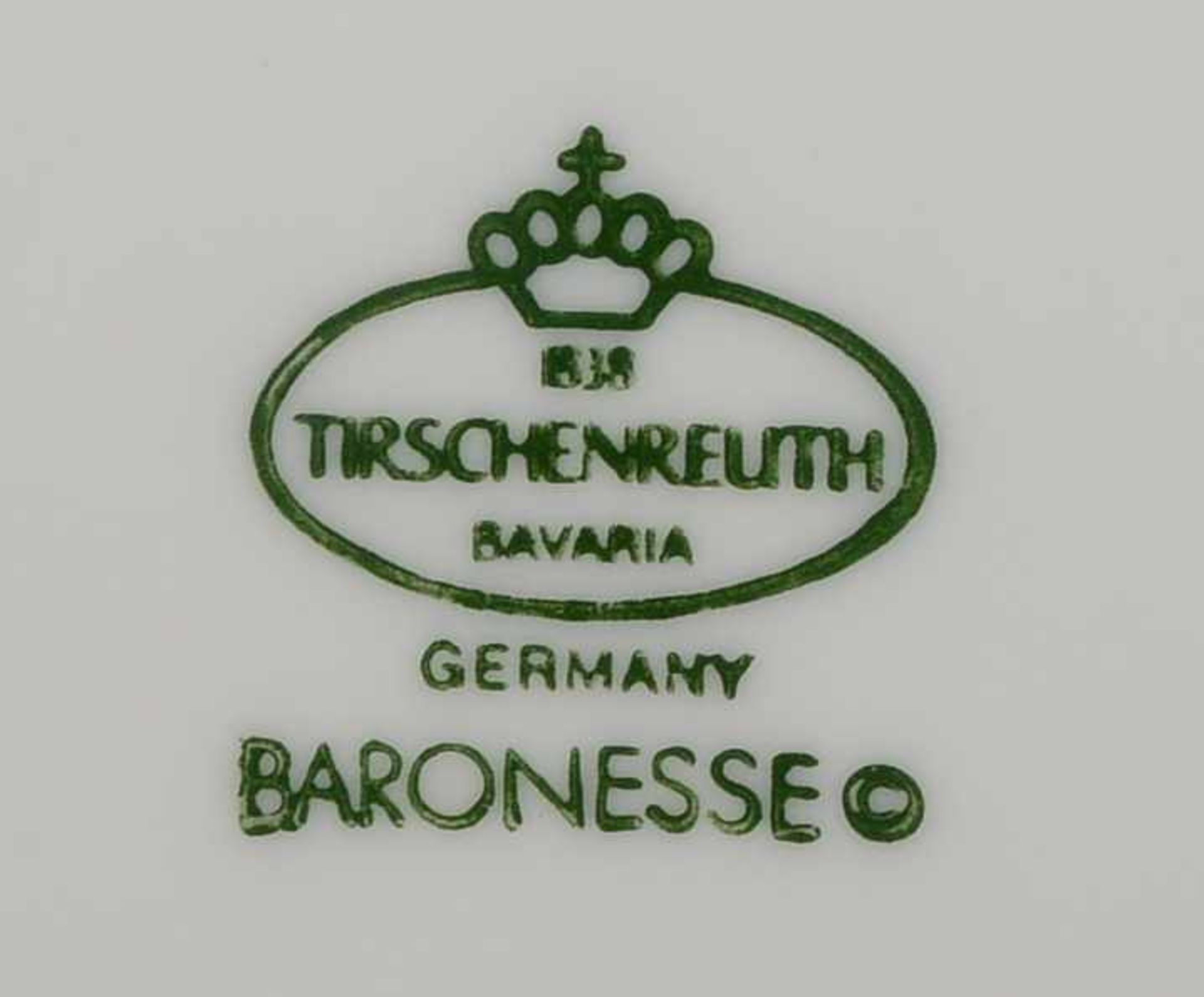 Tirschenreuth, Speiseporzellan, Dekor 'Baronesse', umfassend: 10x Speiseteller, 9x Suppentassen - Bild 2 aus 2