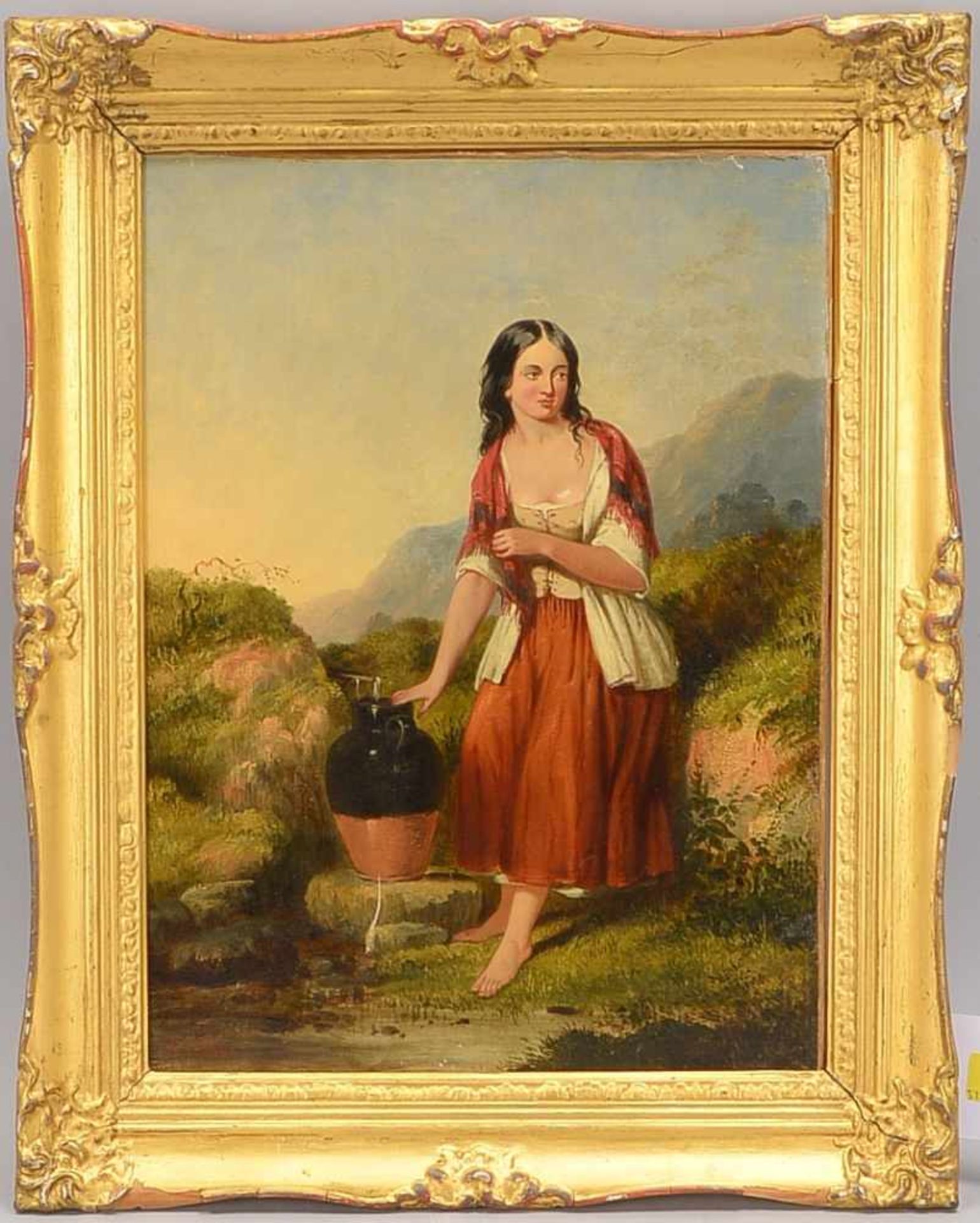 Poole, Paul Falconer (1806/1807[?] - 1879), 'Mädchen an der Quelle', Öl/Lw, doubliert/gerahmt, unten