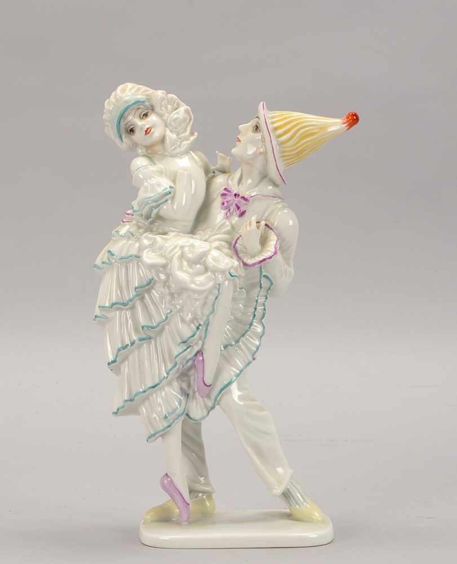 Rosenthal, Porzellanfigur, 'Columbine und Harlekin', Entwurf: Constantin Holzer-Defanti (1926), im