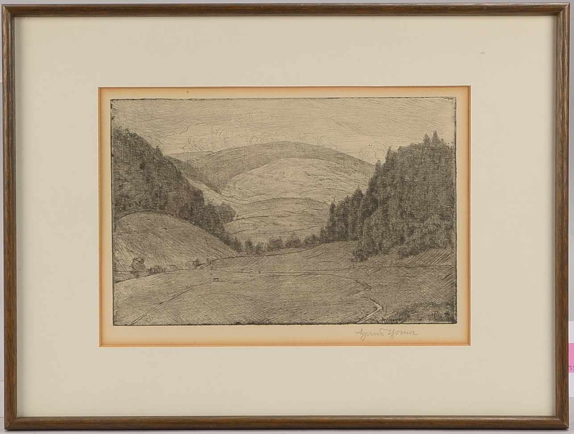 Thoma, Hans (1839 Bernau - 1924 Karlsruhe), 'Hügelige Landschaft', Radierung, unten rechts