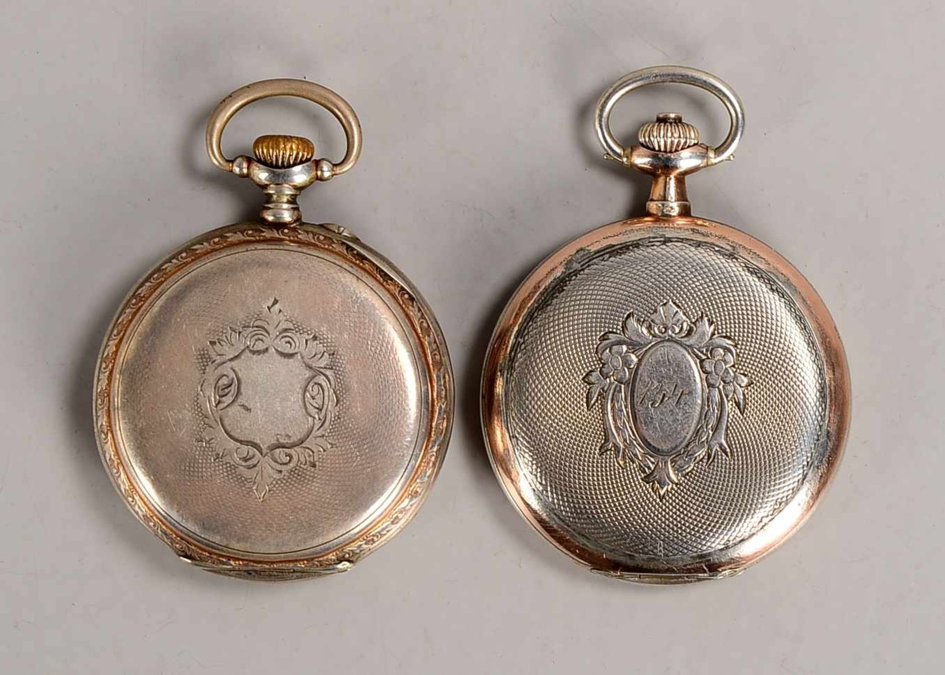 2 Taschenuhren, 800 Silber-Gehäuse: 1x Omega, läuft; und 1x Union Horlogère, läuft an; Durchmesser - Bild 3 aus 3