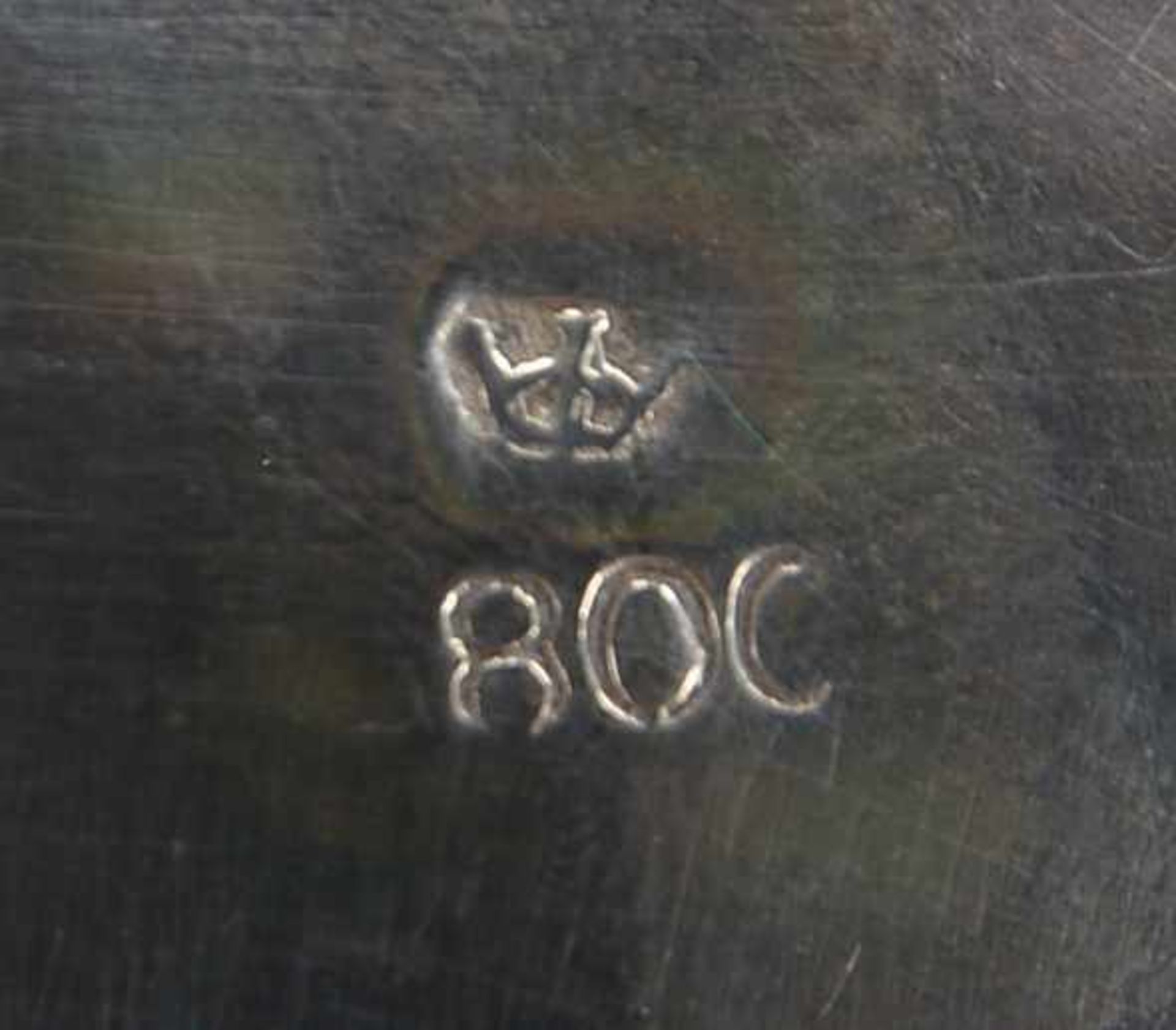 Schale, 800 Silber, ovale Form, mit 2x seitlichen Handhaben, Korpus auf 4x Füßen, punziert ' - Bild 3 aus 3