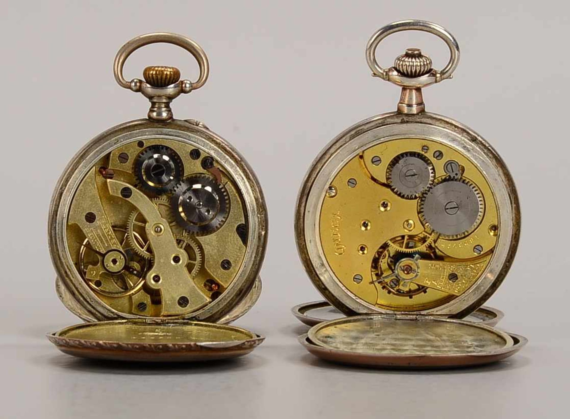 2 Taschenuhren, 800 Silber-Gehäuse: 1x Omega, läuft; und 1x Union Horlogère, läuft an; Durchmesser - Bild 2 aus 3