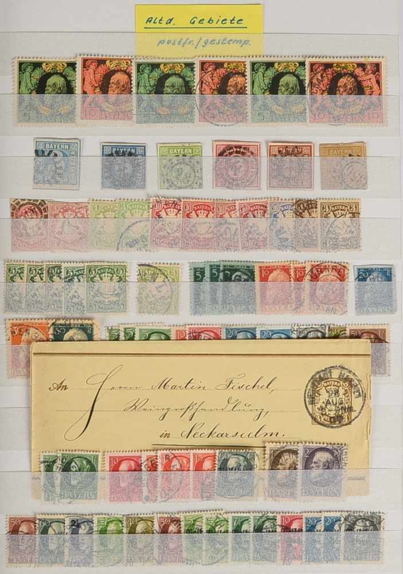 Briefmarken, 1852 - 1954, in einem 64-seitigen roten Steckbuch gesammelt: 'Bayern', weitere '