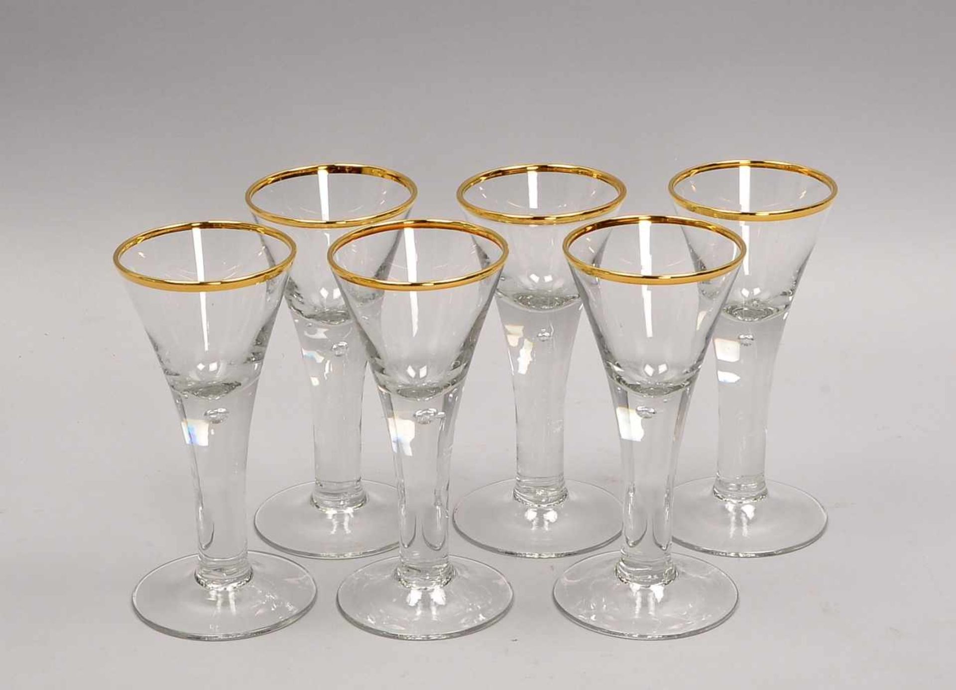 Satz Martini-Gläser, barocke Form/in Lauensteiner Manier, mit eingestochenen Luftblasen und - Bild 2 aus 2