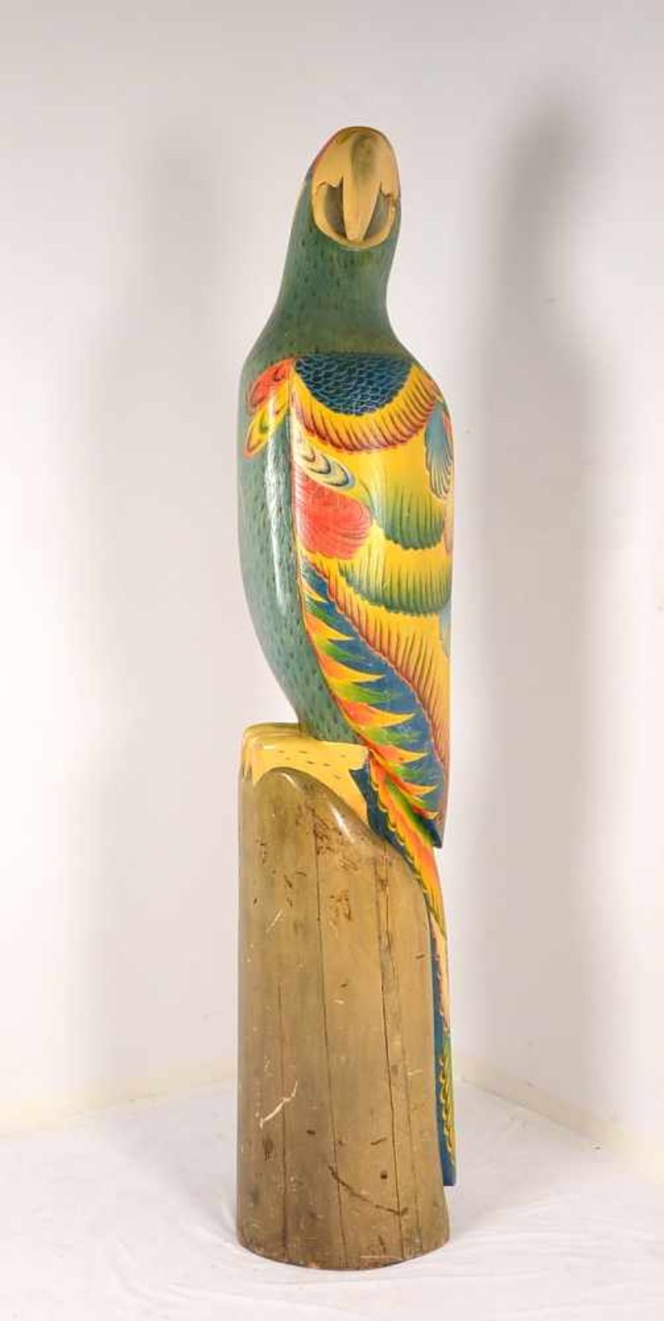 Raumgroße Holzskulptur, 'Papagei', Ecuador, Holz geschnitzt/handbemalt; Höhe ca. 202(!) cm (mit - Bild 2 aus 2