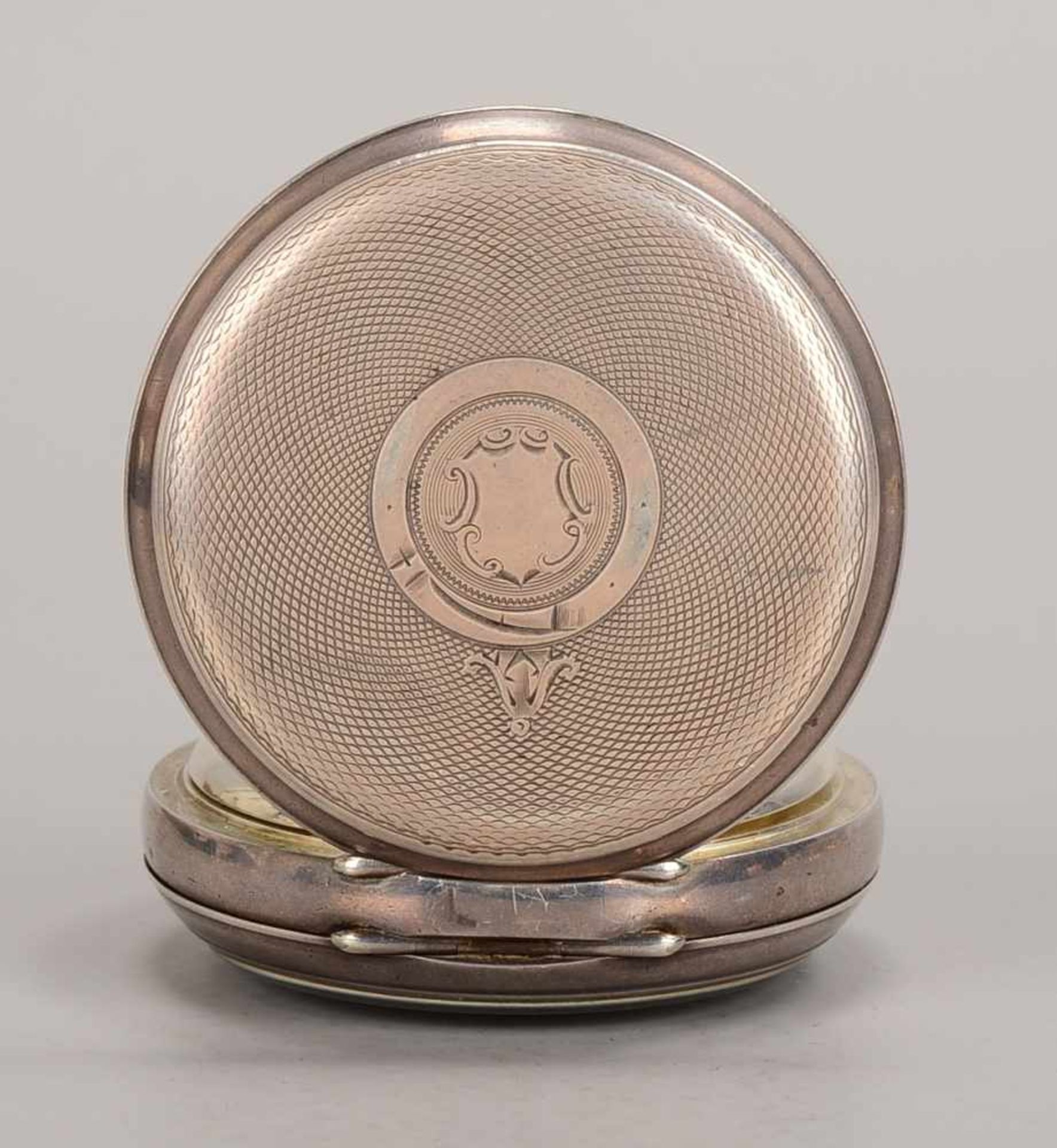 Taschenuhr, Sheffield, Swiss Made, 935 Silber (punziert), Deckel aufwendig graviert/Monogrammfeld - Bild 3 aus 3