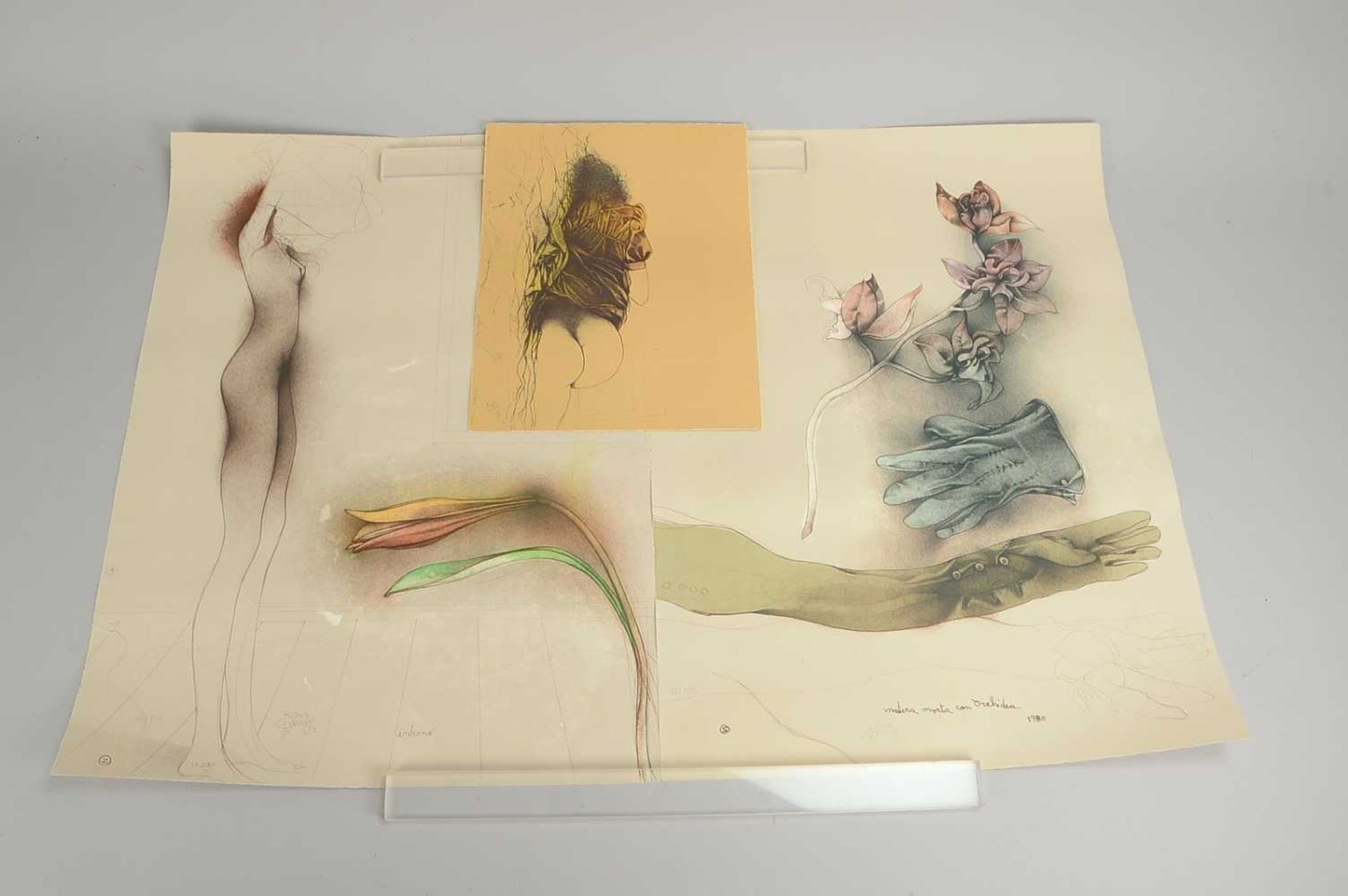 Bruni, Bruno (*1935), kleines Konvolut Farblithografien, 3 Blätter: jeweils signiert und datiert