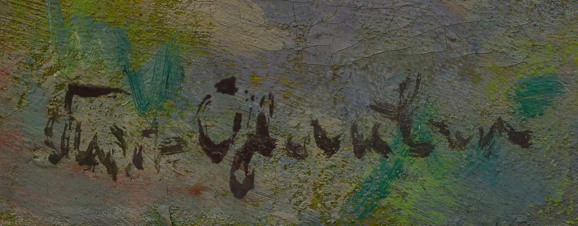 Glauber, Kurt, 'Kutschfahrt', Öl auf Leinwand/doubliert, unten links signiert; Maße 40 x 42,5 cm - Bild 2 aus 2