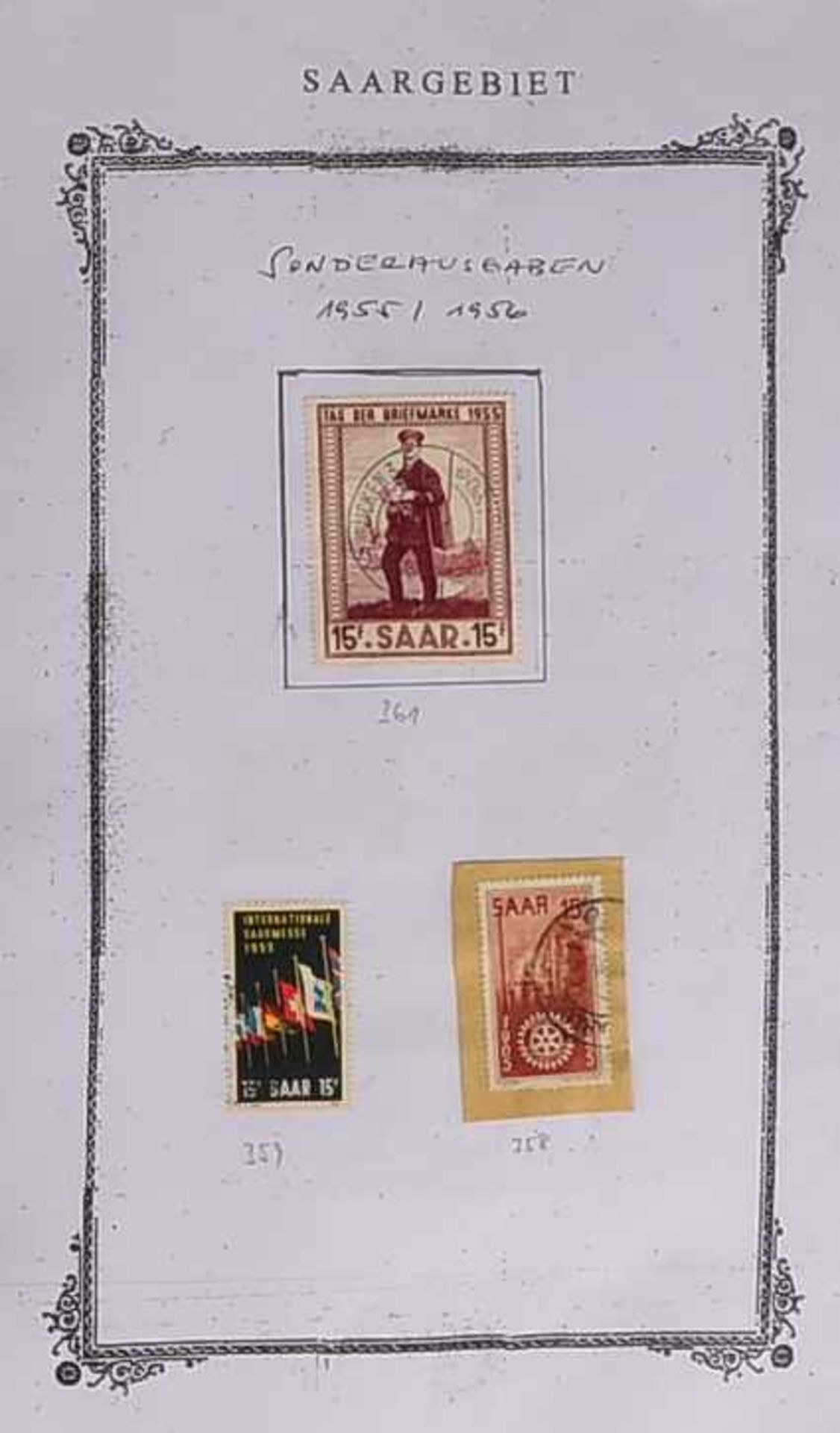 Briefmarken: 'Saargebiet', 1920 - 1929, und 'Saarland', 1948 - 1956 (eine vom Sammler selbst - Bild 2 aus 4