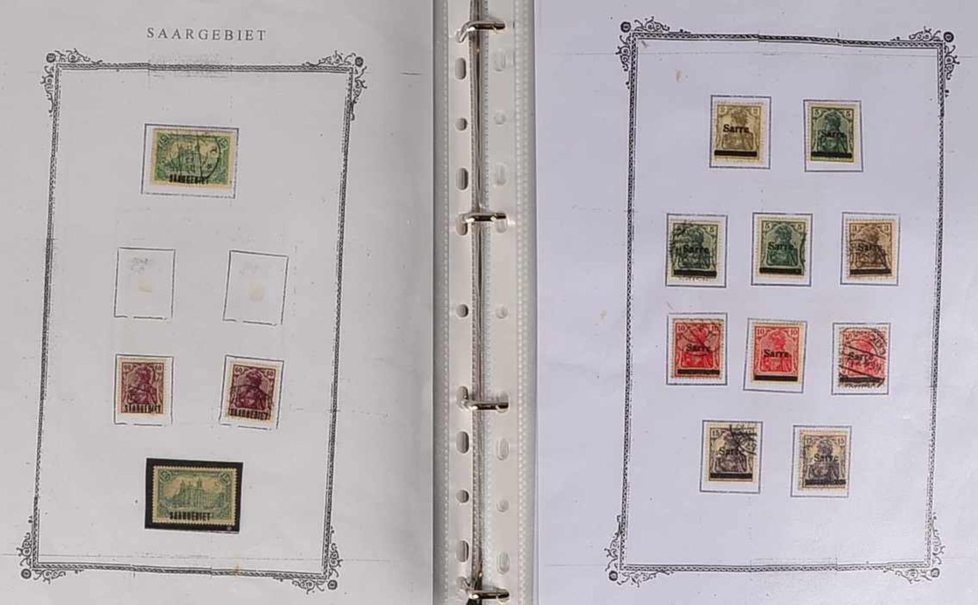 Briefmarken: 'Saargebiet', 1920 - 1929, und 'Saarland', 1948 - 1956 (eine vom Sammler selbst - Bild 4 aus 4