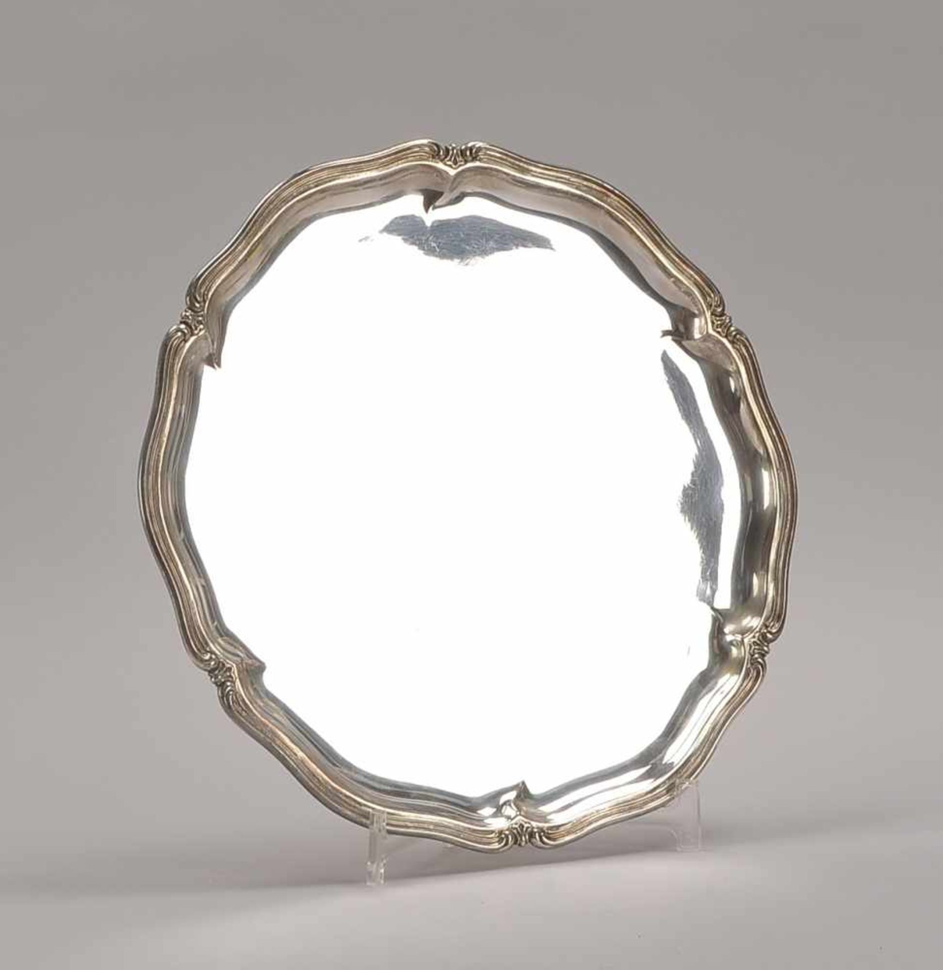 Silbertablett, 830 Wilkens-Silber (punziert); Durchmesser Ø 33 cm