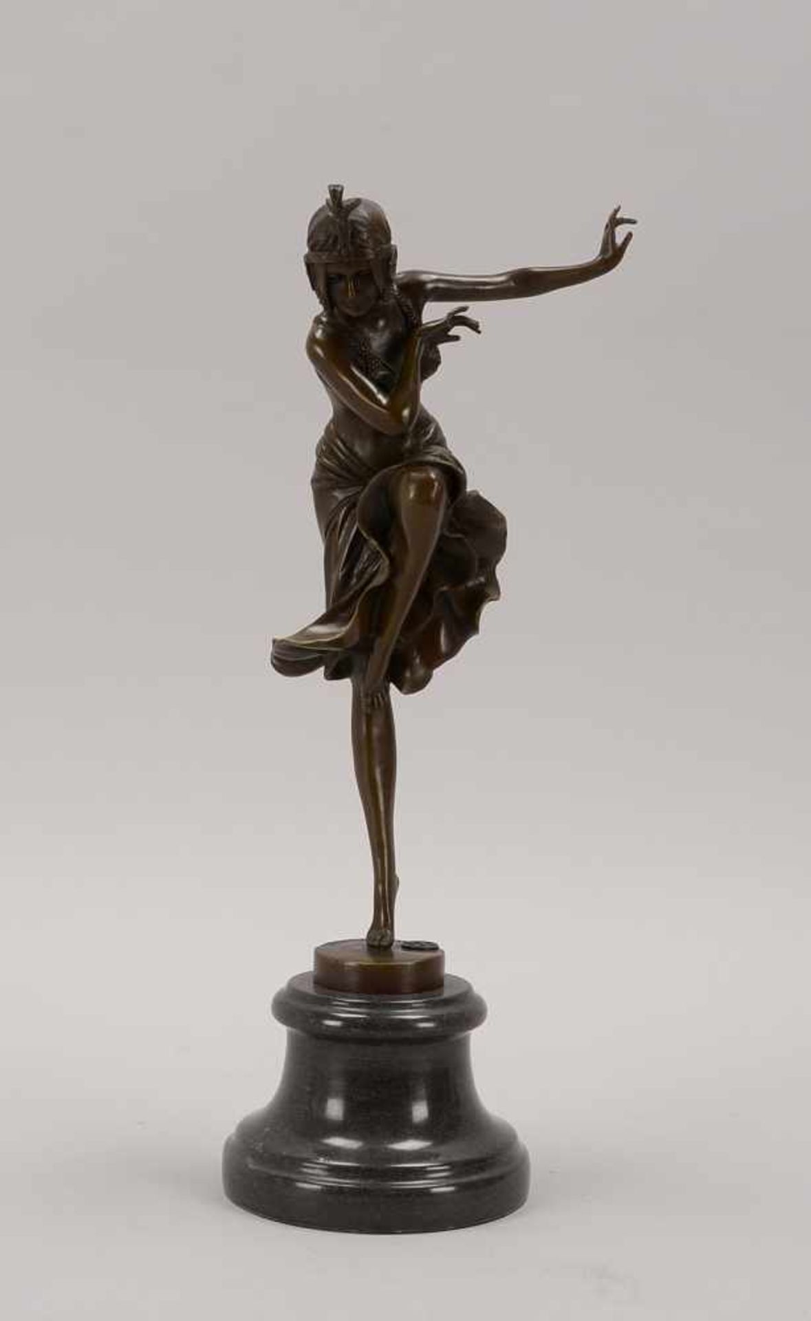 Bronzefigur, Art déco, 'Tänzerin', signiert 'D.H. Chiparus', mit Gießerpfennig, Figur auf