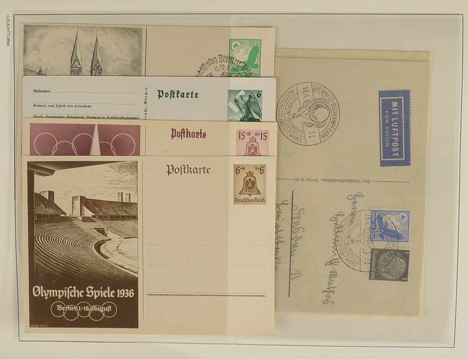 Briefmarken, 1933 - 1945: 'III. Reich', im Leuchtturm-Album sowohl in gestempelter, postfrischer und - Bild 2 aus 6