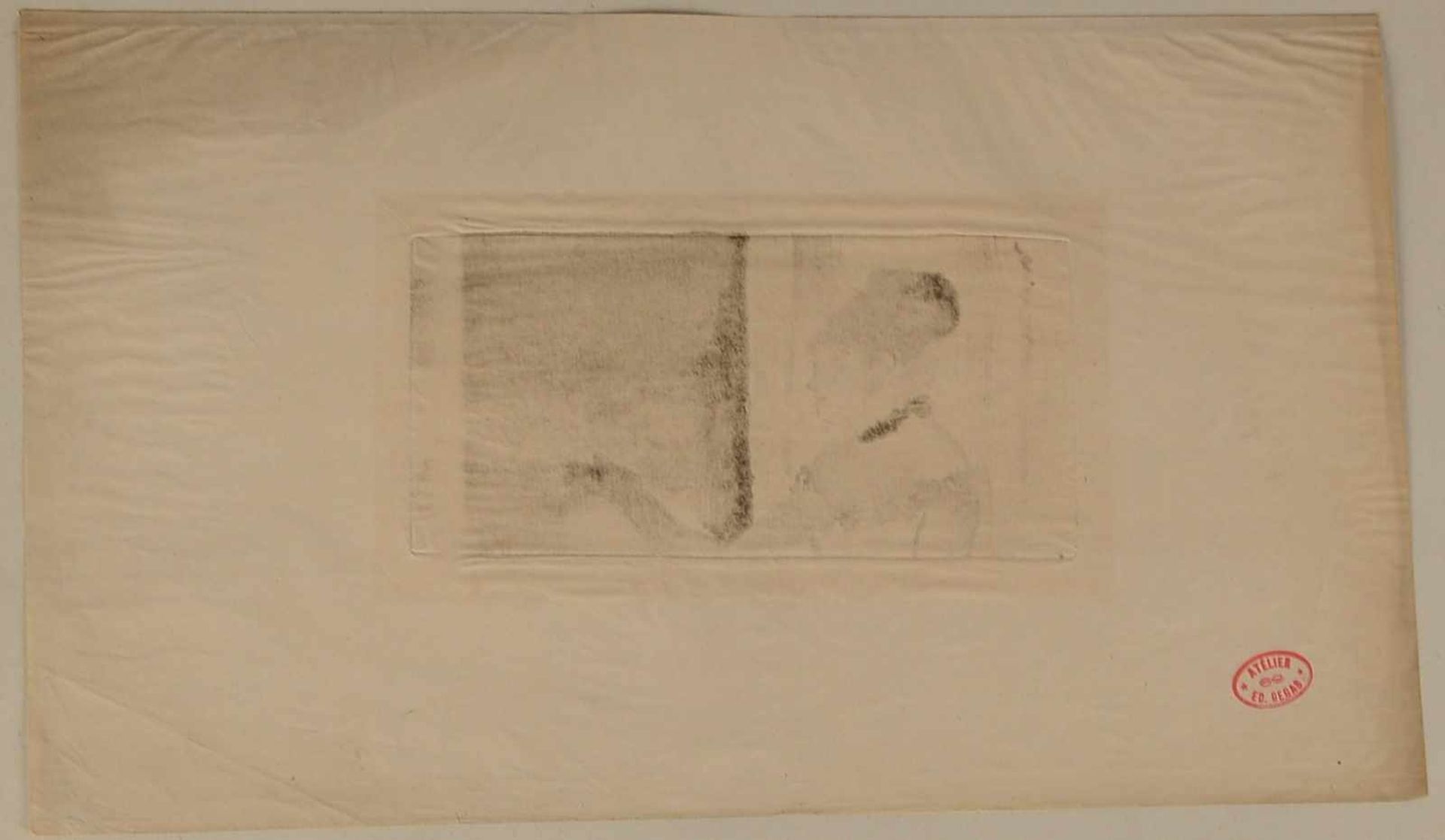 Degas, Edgar (1834 - 1917), 'Frau am Fenster', Radierung, unten rechts mit Atelierstempel, verso