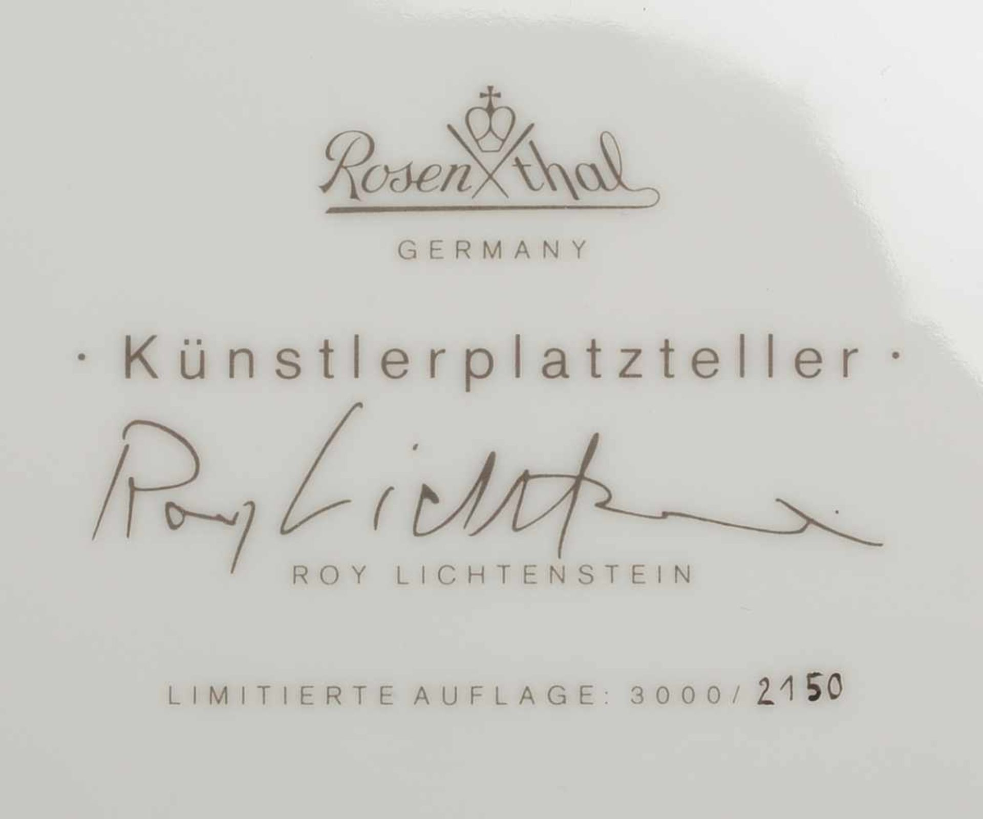 Rosenthal, Künstler-Platzteller, limitierte Auflage, Nr. '2.150/3.000', Entwurf: Roy Lichtenstein; - Bild 2 aus 2