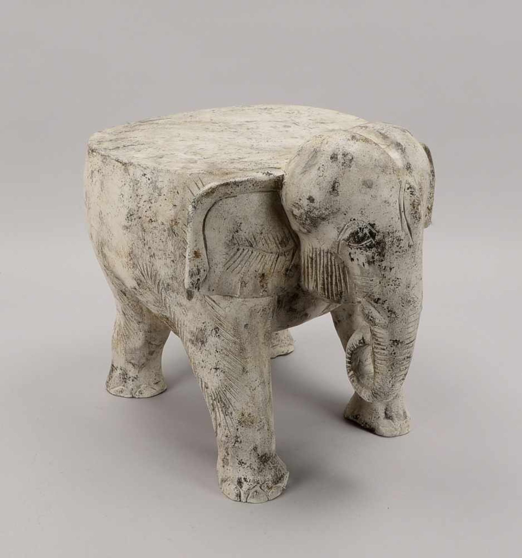 Blumenhocker, 'Elefant', Holz weiß gefasst; Maße 41 x 44 x 37 cm - Bild 2 aus 2