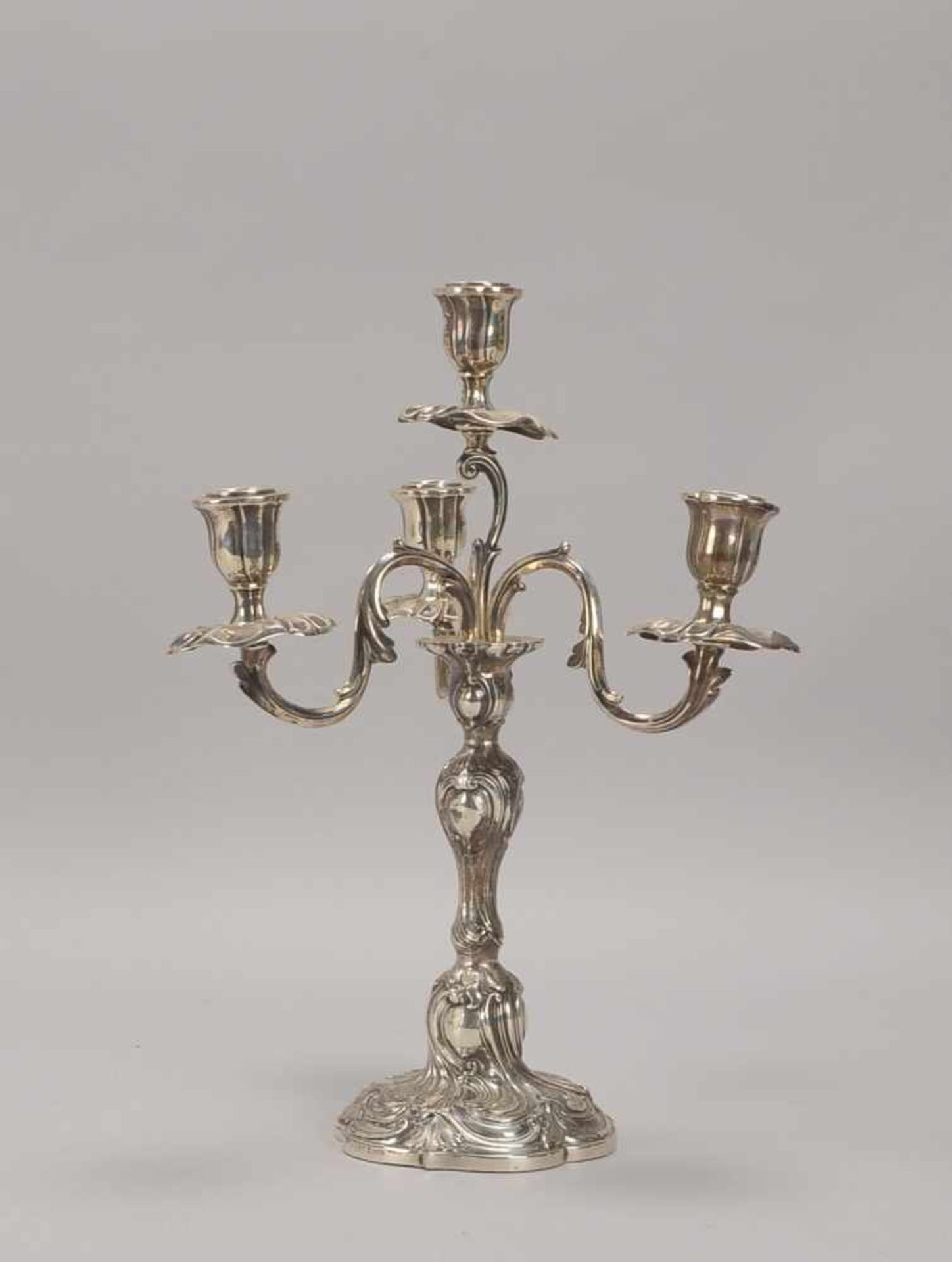 Koch & Bergfeld, Leuchter, 925 Sterling Silber, 4-flammig, 2-teilig/ineinander gesteckt; Höhe 36 cm,