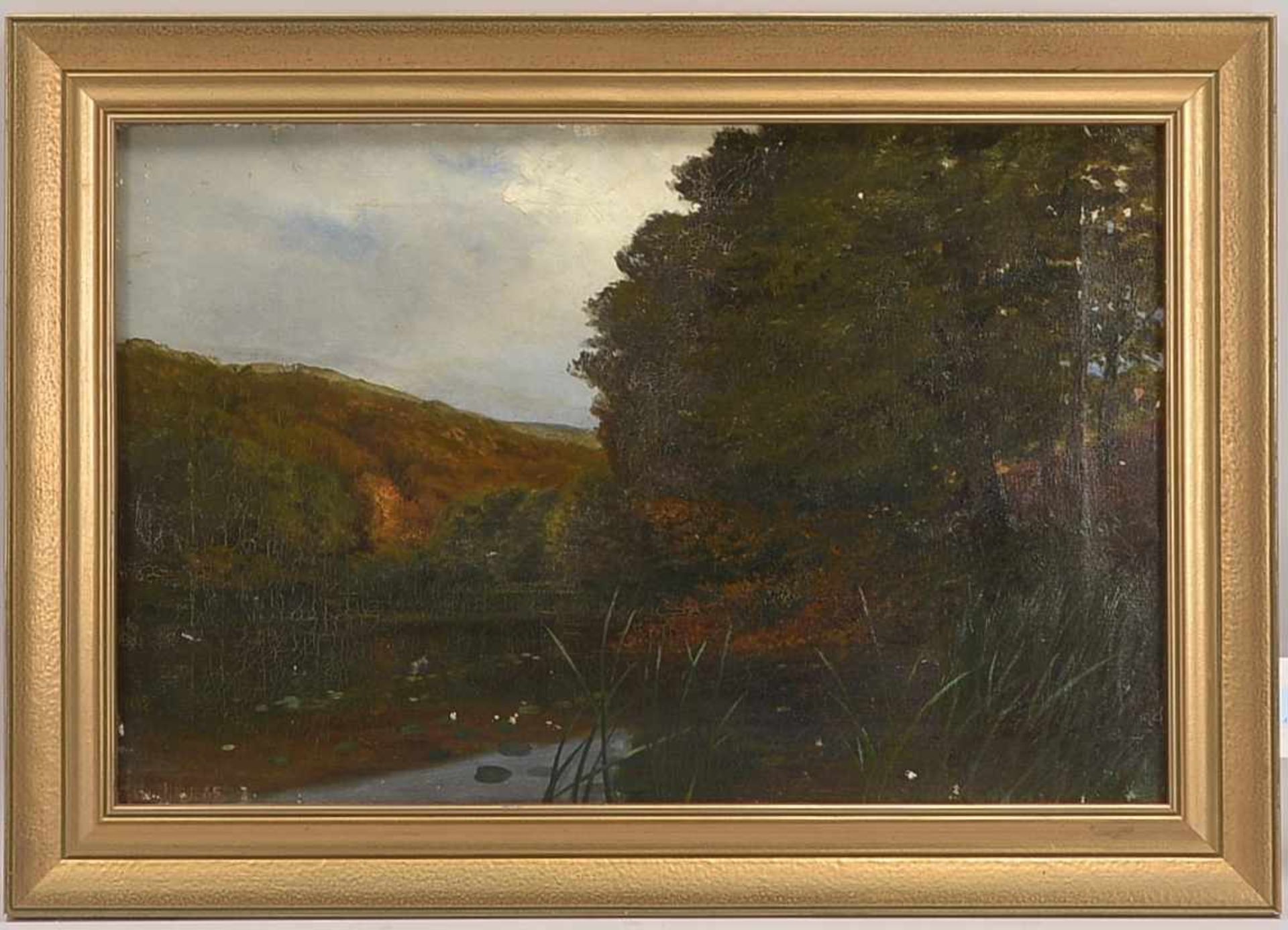 Gurlitt, Cornelius (1850 Nischwitz - 1938 Dresden), 'Romantische Seenlandschaft', Öl/Lw, unten
