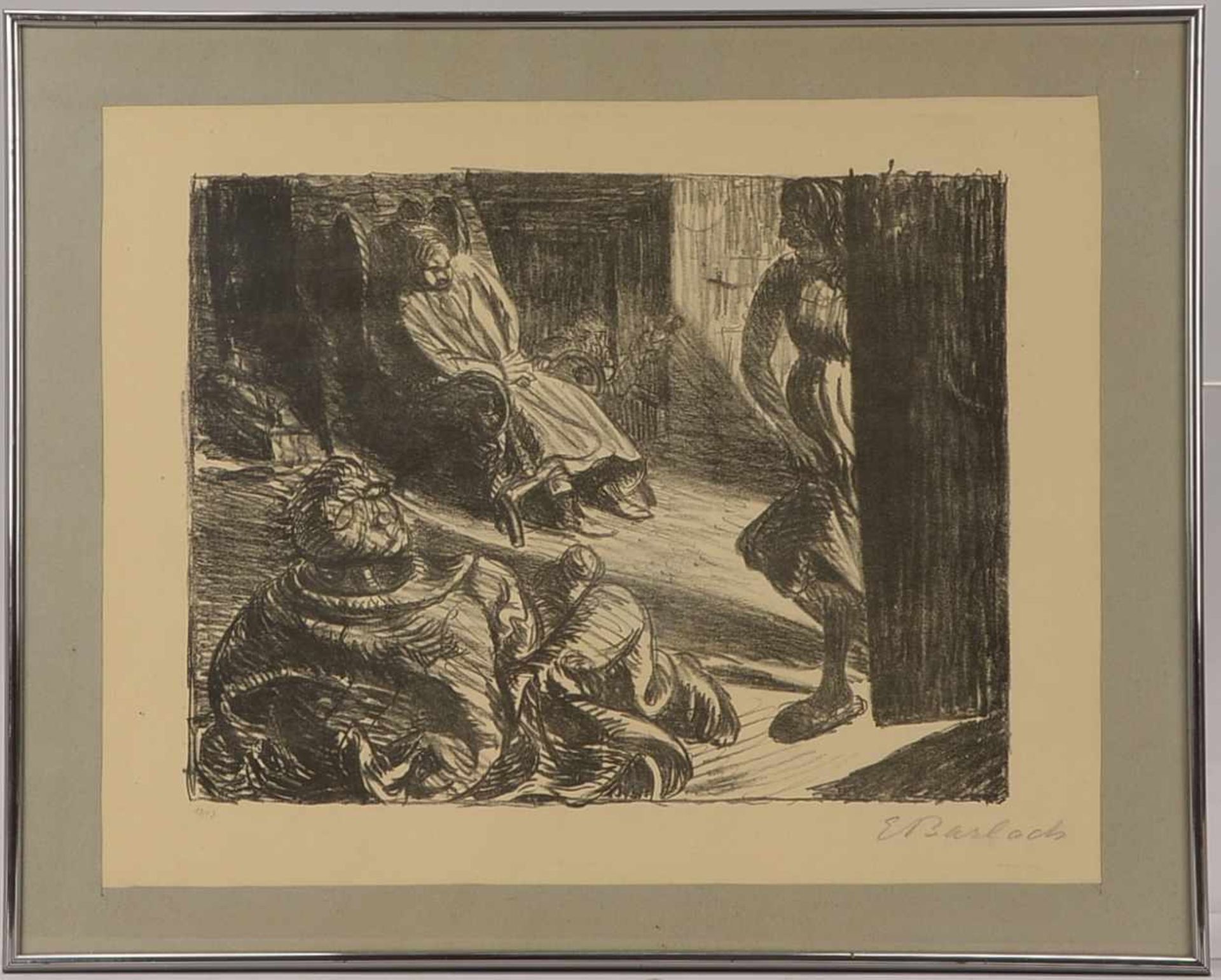 Barlach, Ernst (1870 - 1938), 'Personenszene' (Darstellung zweier Männer und einer Frau),