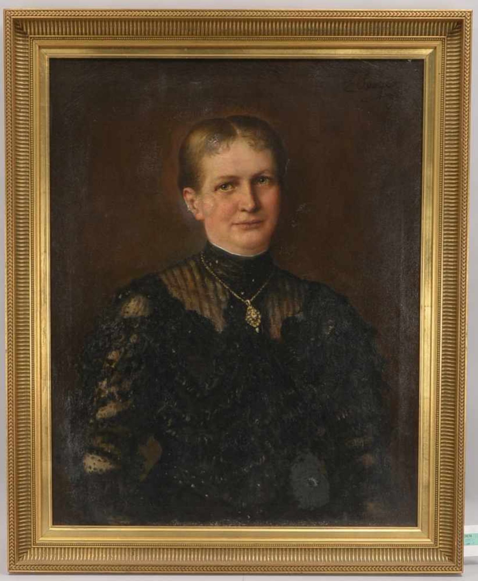 Lawyer, E., 'Biedermeier-Portrait - Frau im schwarzen Spitzenkleid', Öl/Lw, oben rechts signiert und