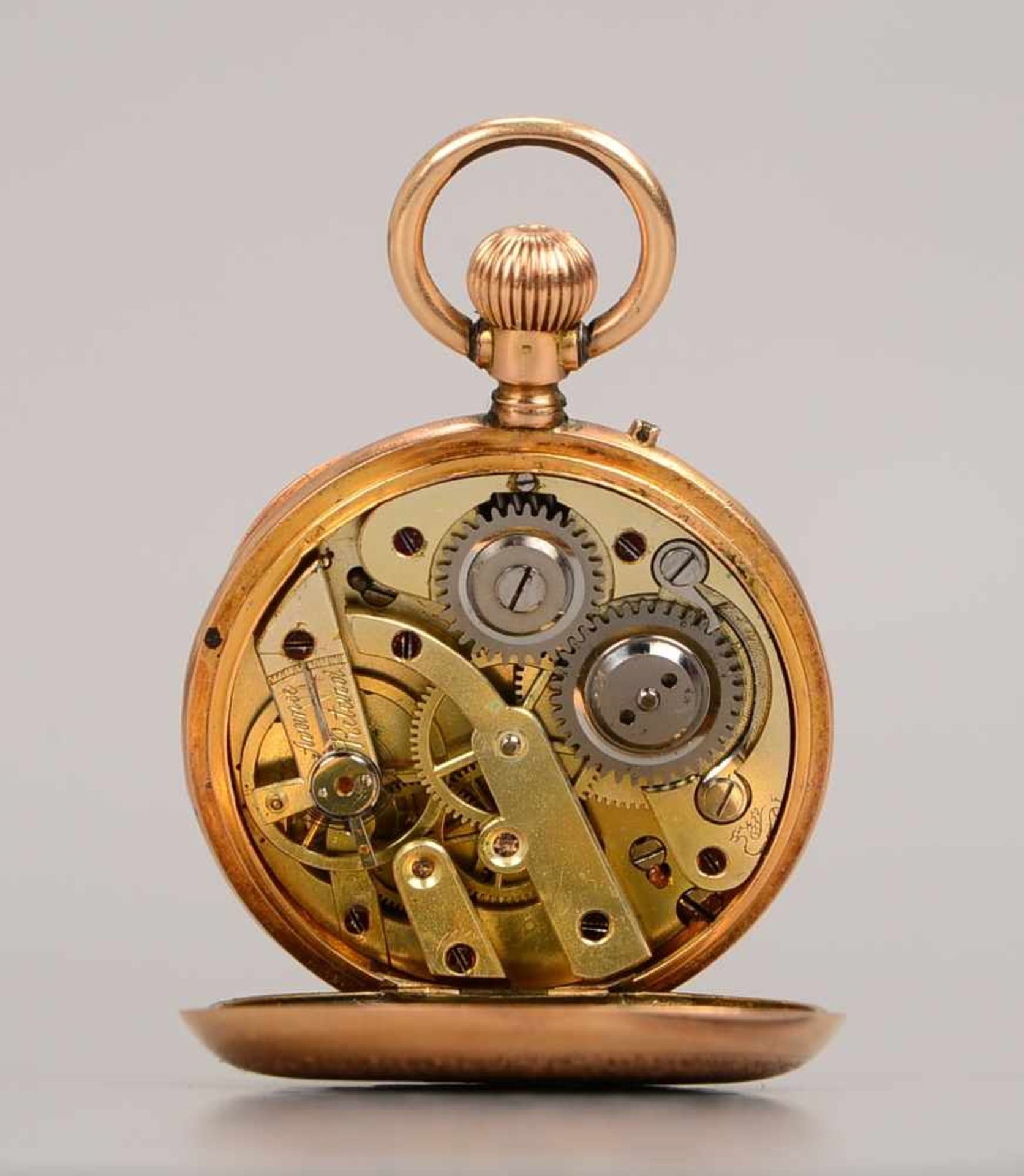 Taschenuhr, Remontoir, 750 Roségold, Außendeckel innen mehrfach punziert, Uhr läuft an; - Image 2 of 3