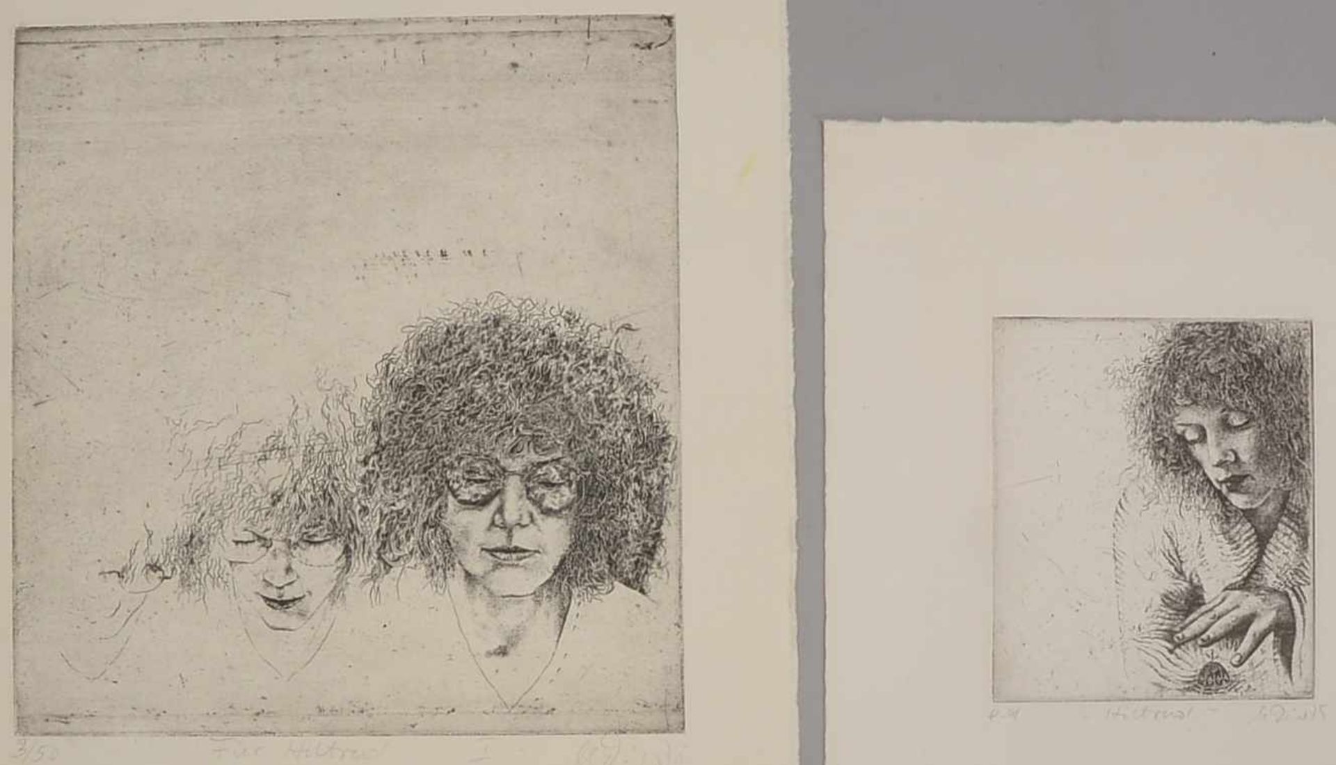 Diehl, Helmut (*1932, Berlin), 2 Radierungen, 'Für Hiltrud', unten rechts signiert und datiert, - Bild 2 aus 3