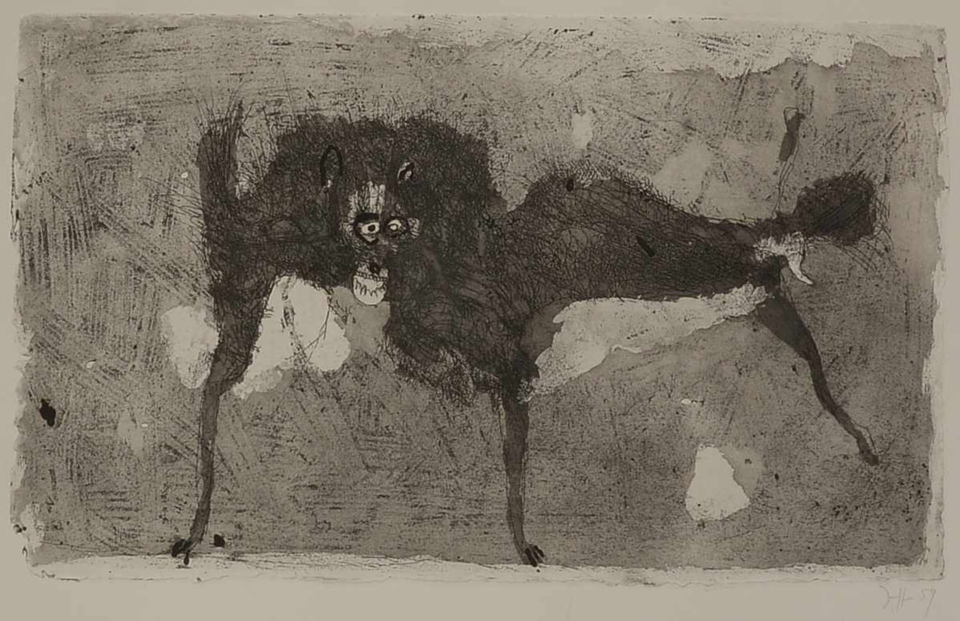 Janssen, Horst, 'Böser Hund', Radierung (1959; vgl. WVZ Brockstedt, R62), Auflage: 25 Exemplare - - Bild 2 aus 3