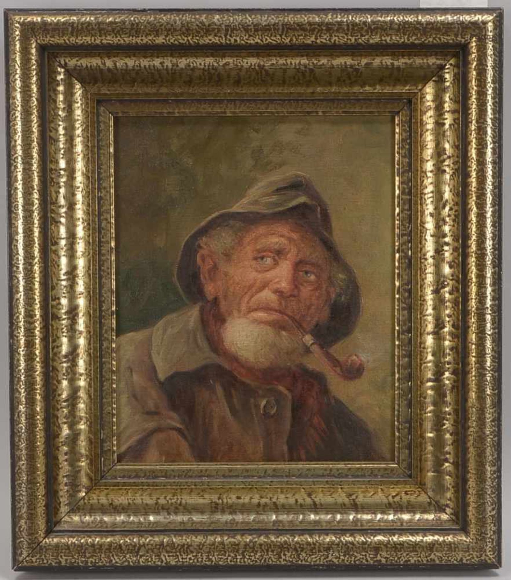 Stübner, Robert Emil, 'Portrait eines Fischers' (seine Pfeife rauchend dargestellt), Öl/Lw, oben